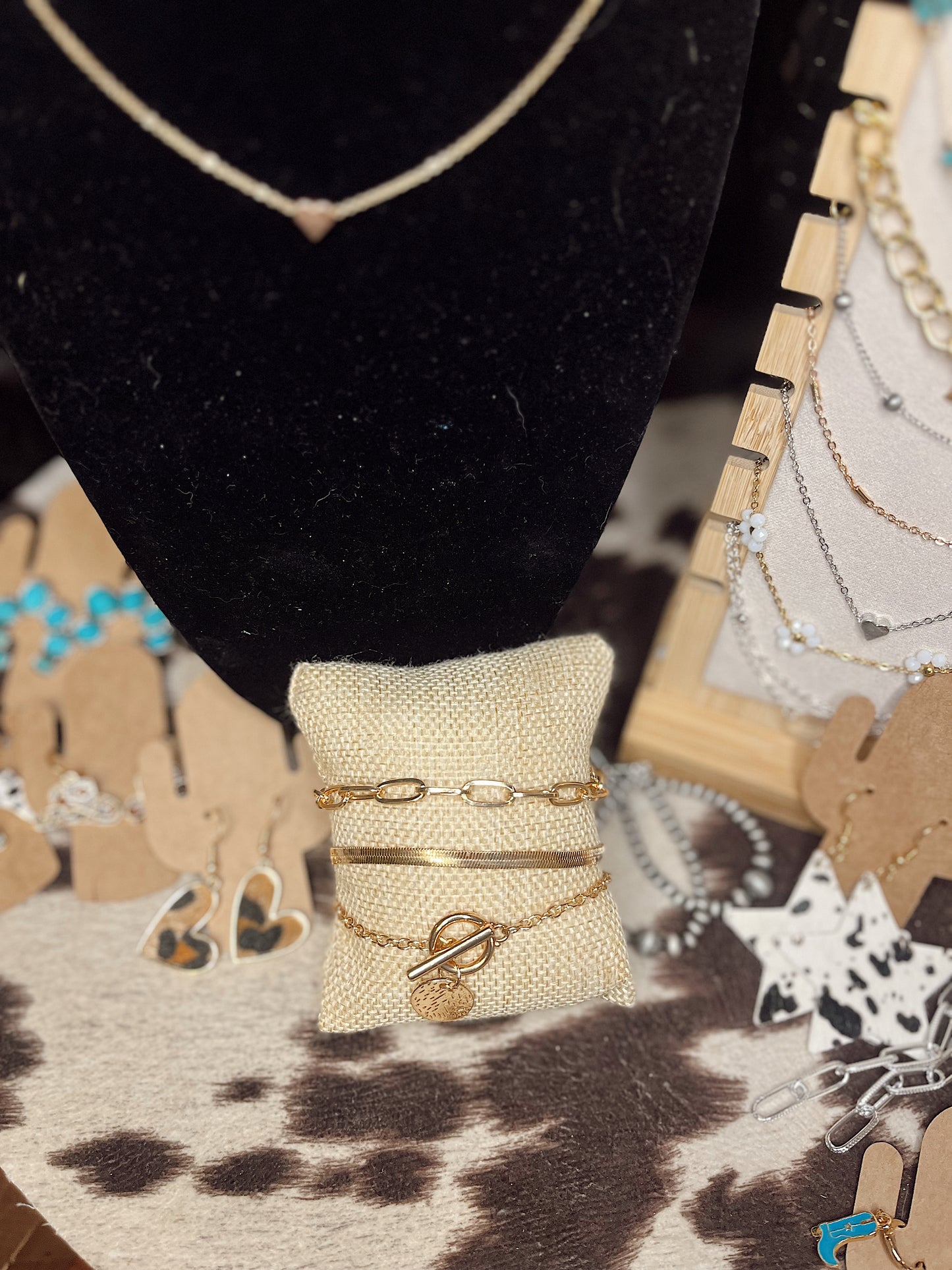 Gold Paperclip and Toggle Stackable Set