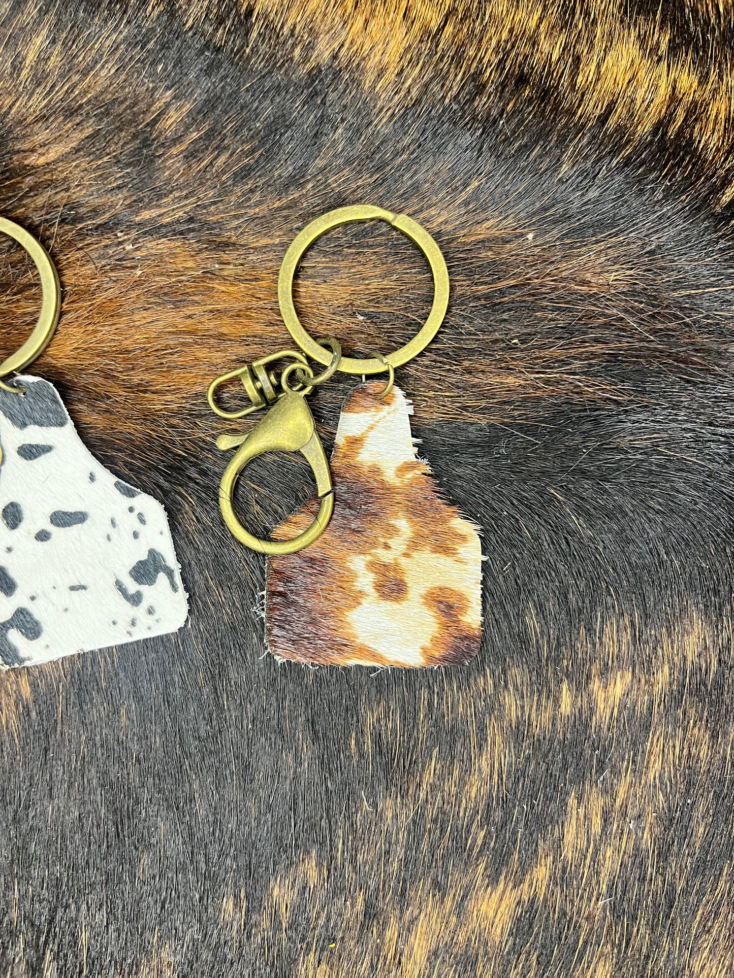 Cowhide Cow-Tag Keychain
