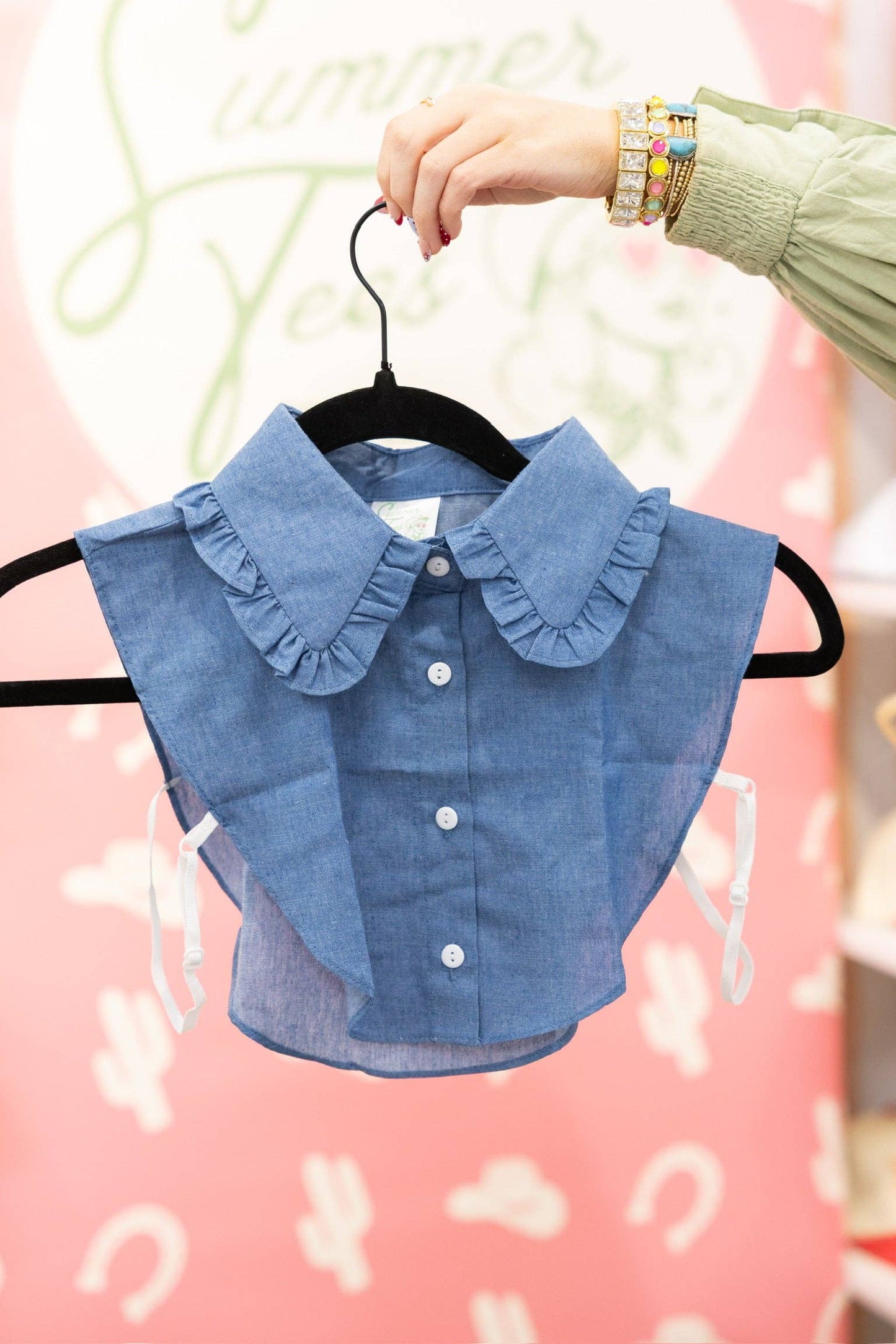 Denim Ruffle Collar