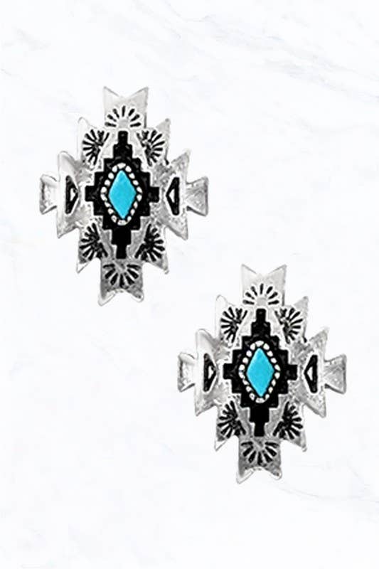 Geometric Stud Earrings: Turquoise