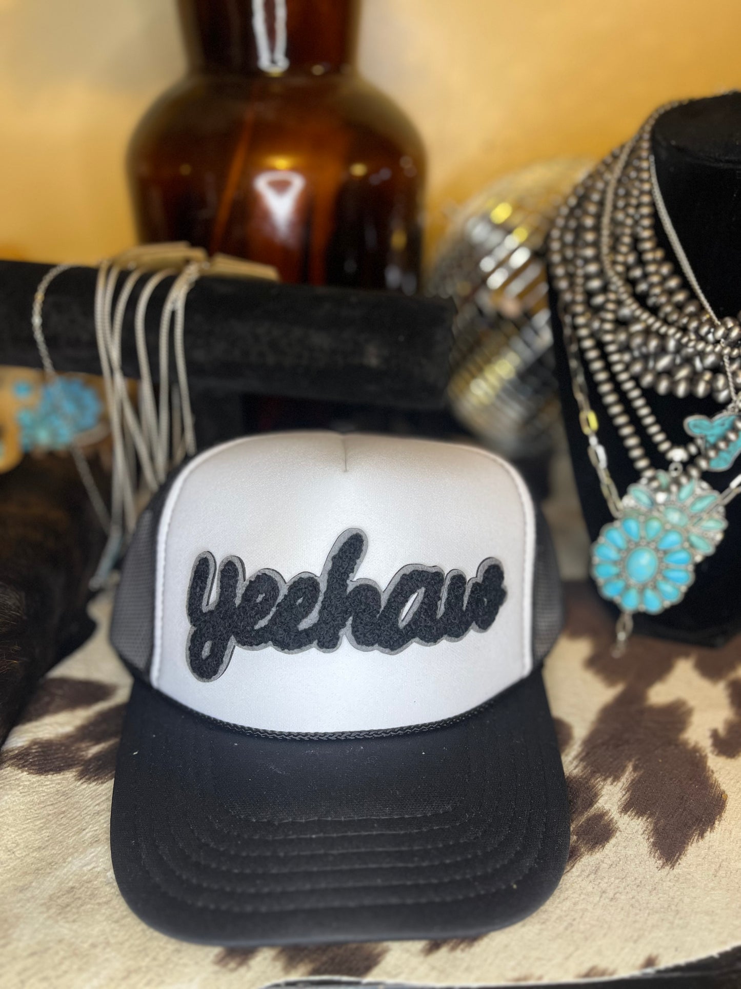 Black and White “yeehaw” Trucker Hat