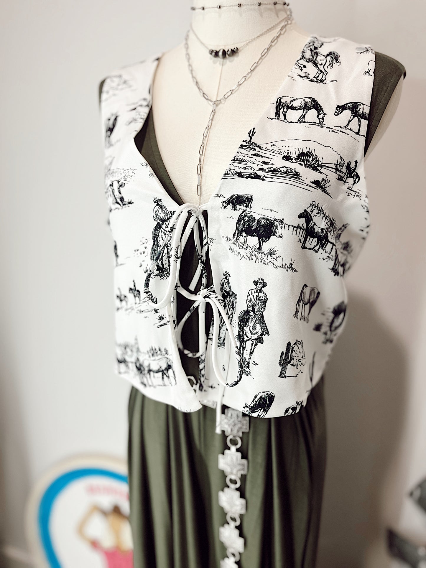 Bella Cowboy Friend Print Vest
