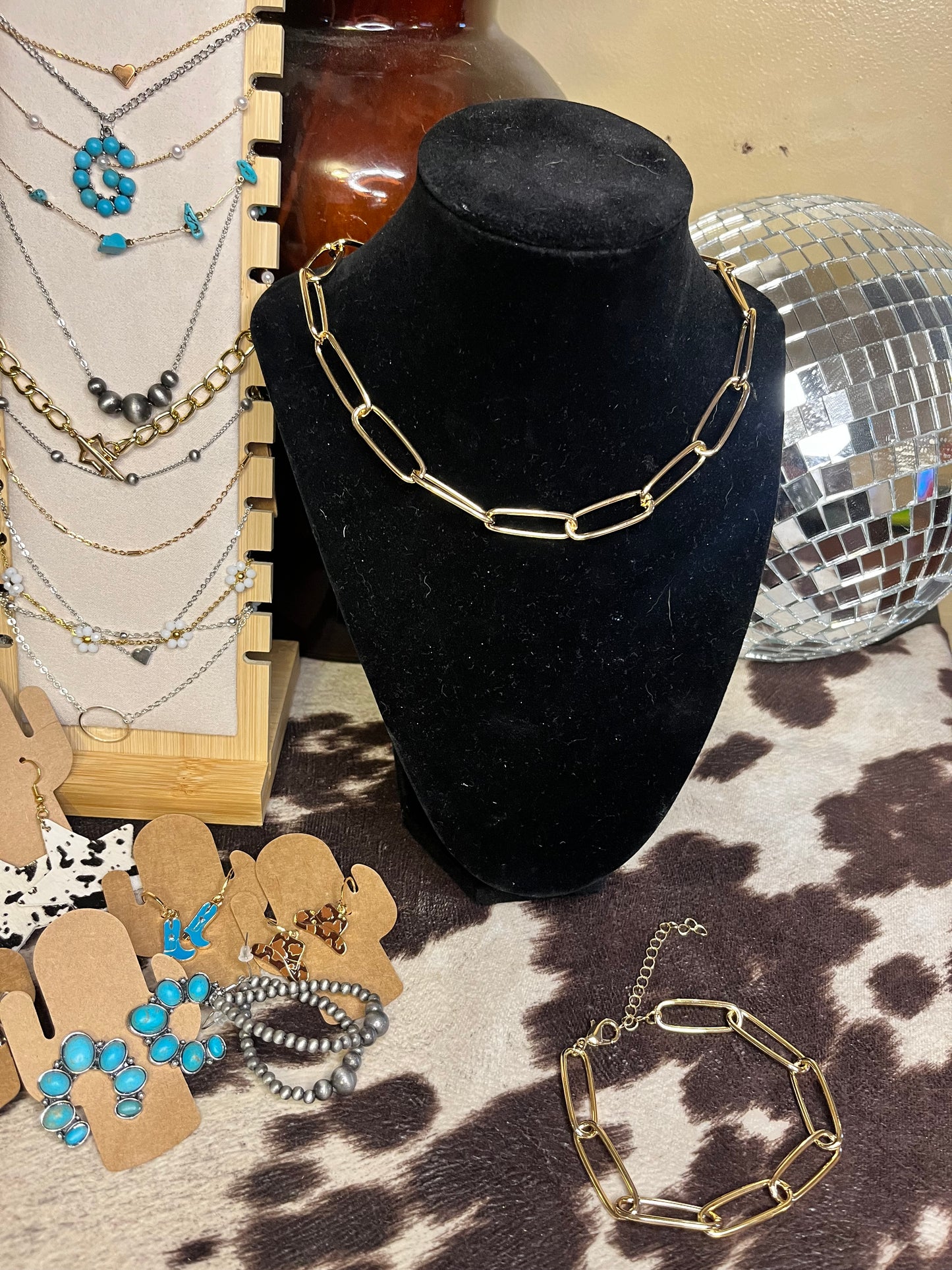 Large Paperclip Necklace and Bracelet Set