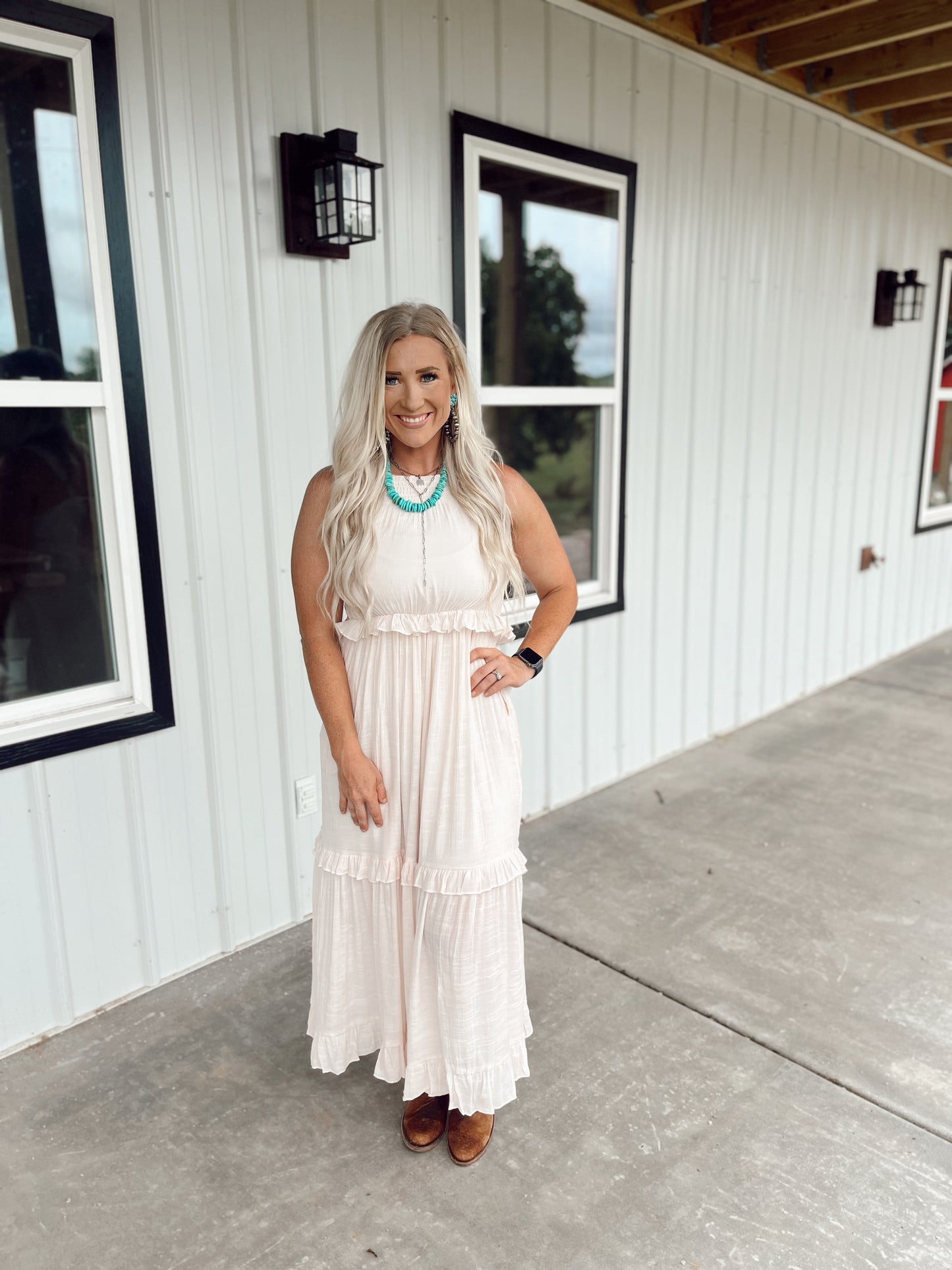 Bohemian Round Neck Maxi Dress
