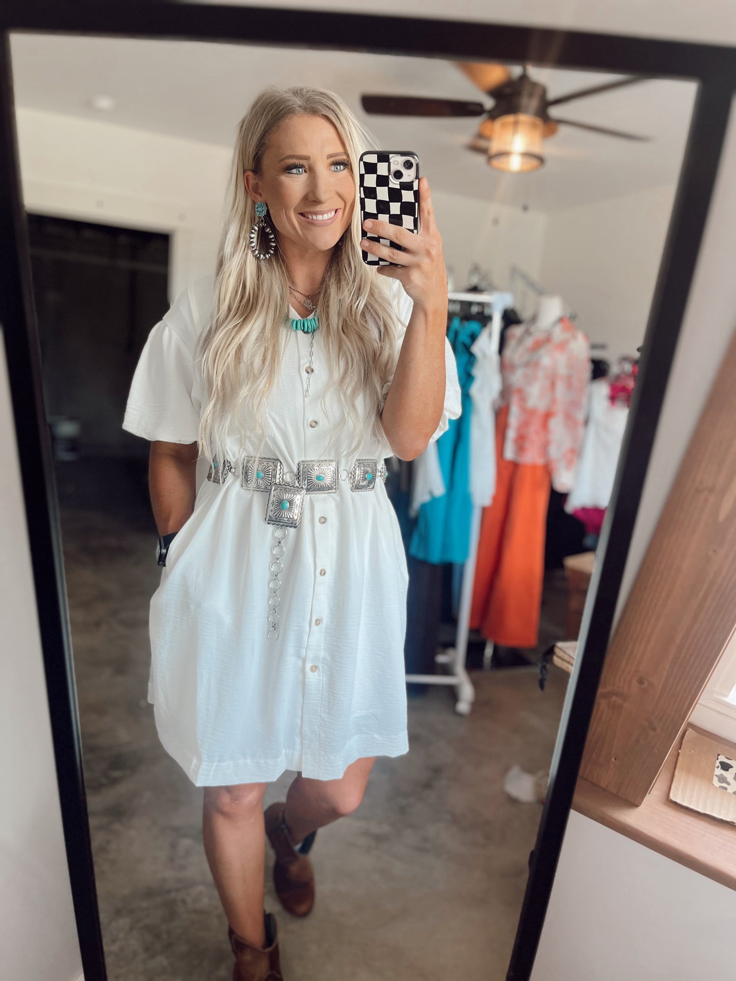 White Half Puff Sleeved Mini Dress