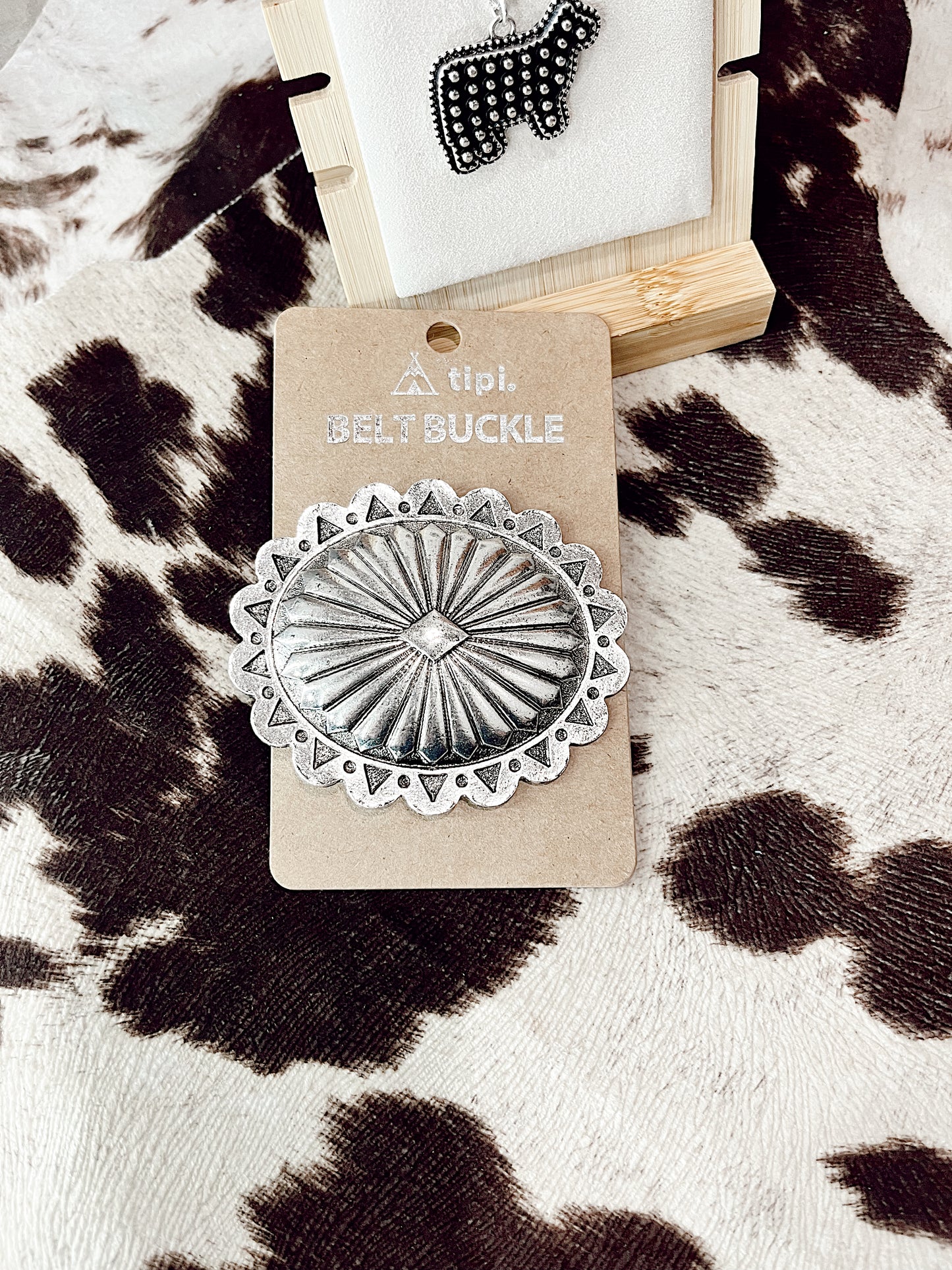 Western Concho Belt Buckle- Silver