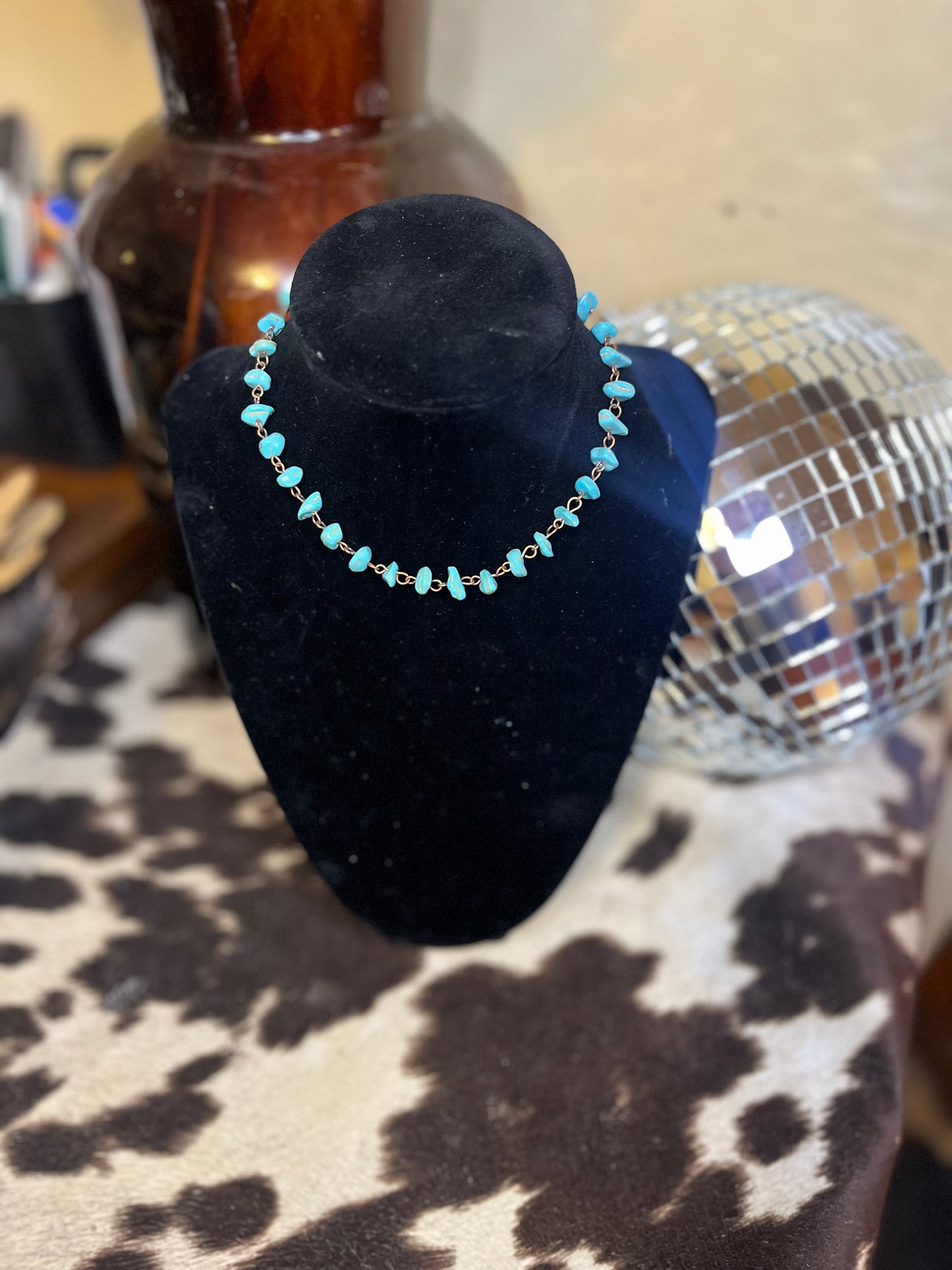 Turquoise Chip Chain with Copper Chain