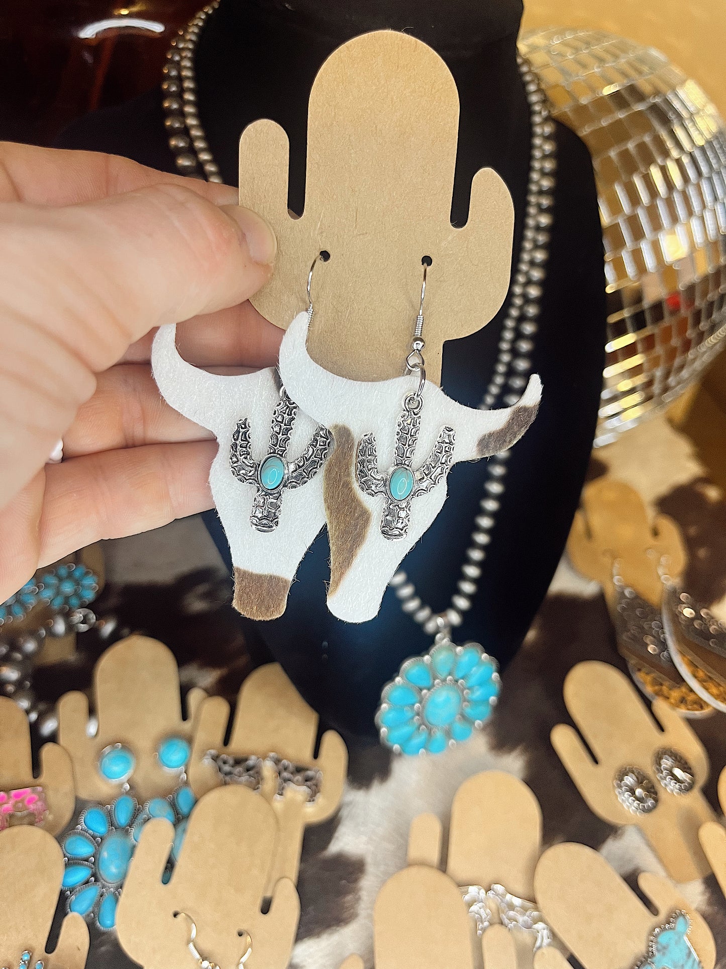 Longhorn and Cactus Earrings