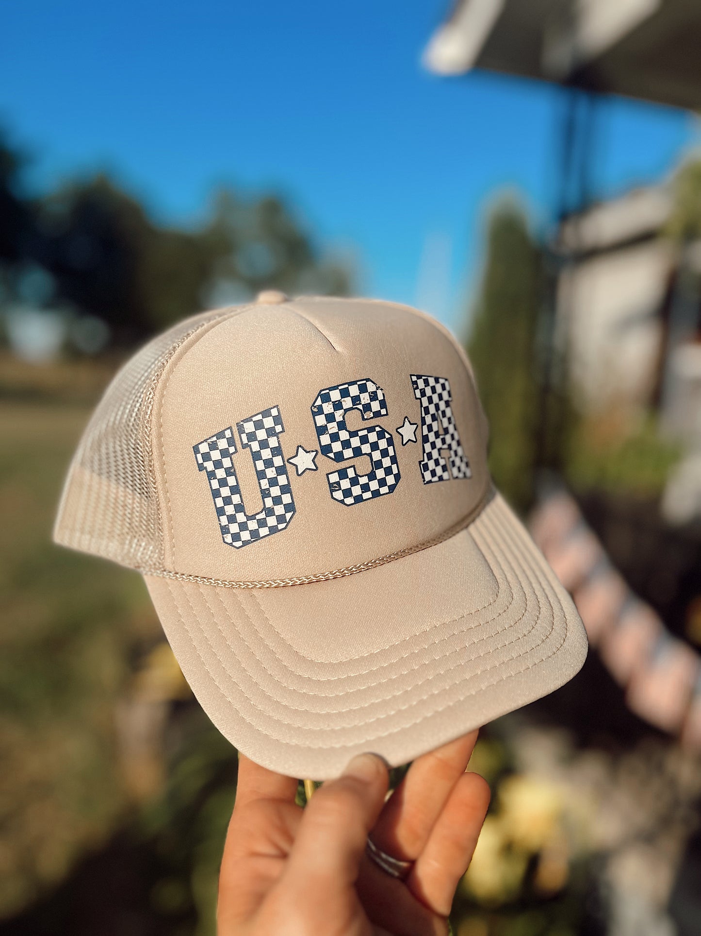 Blue & White Checkered USA