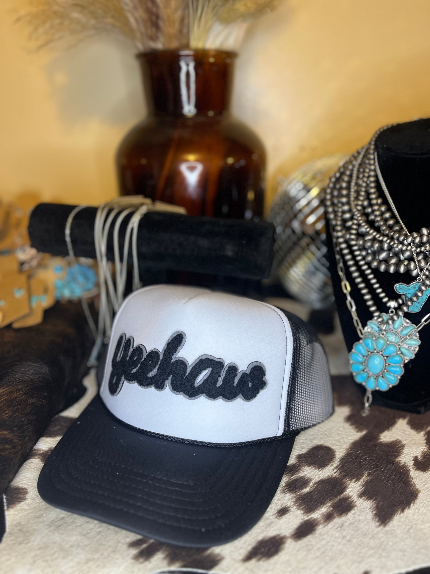 Black and White “yeehaw” Trucker Hat
