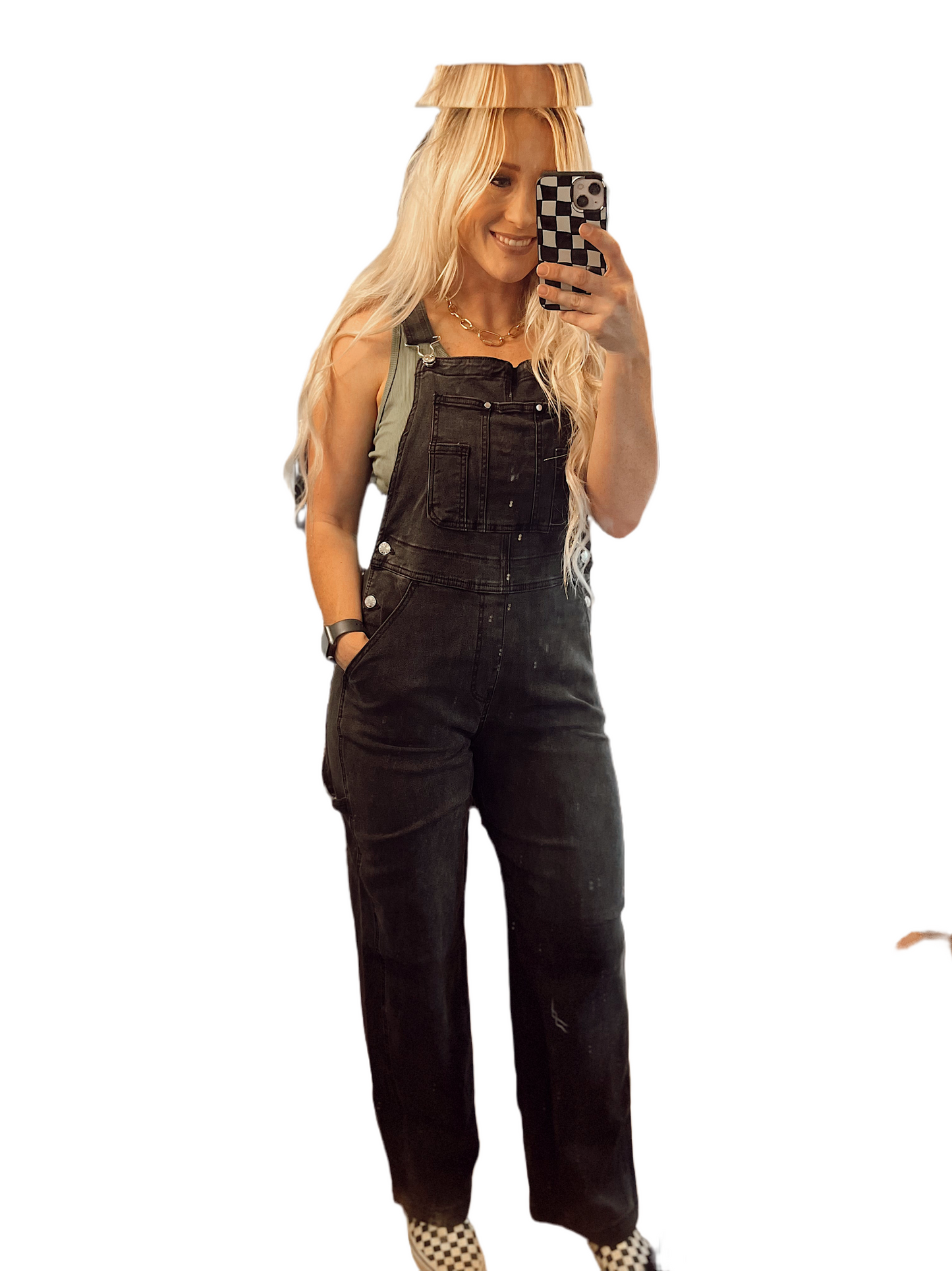 Black Denim Overalls