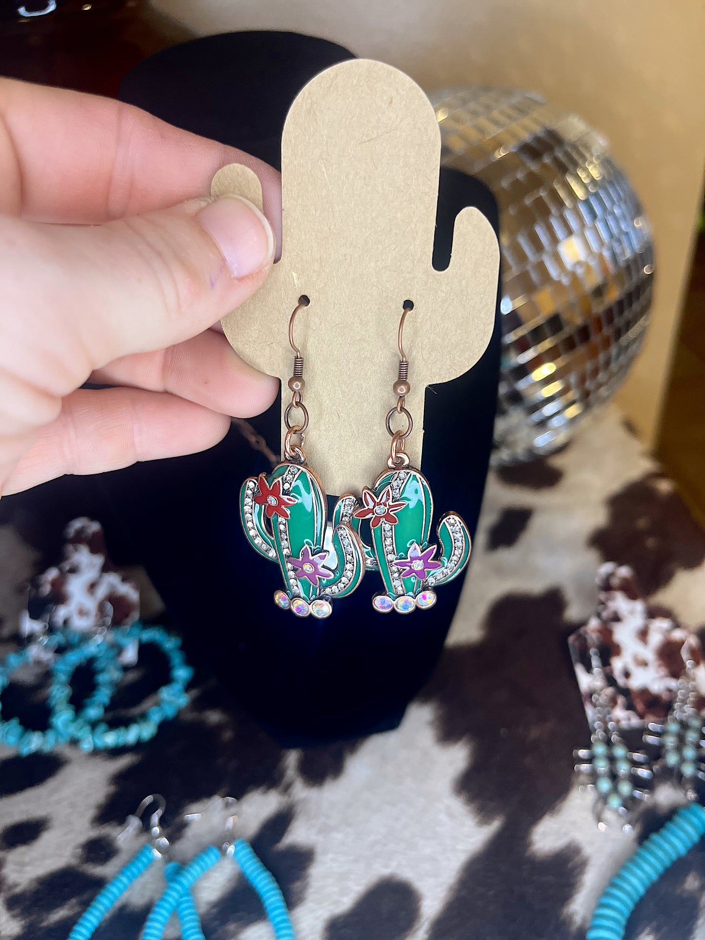 Green Cactus Earrings