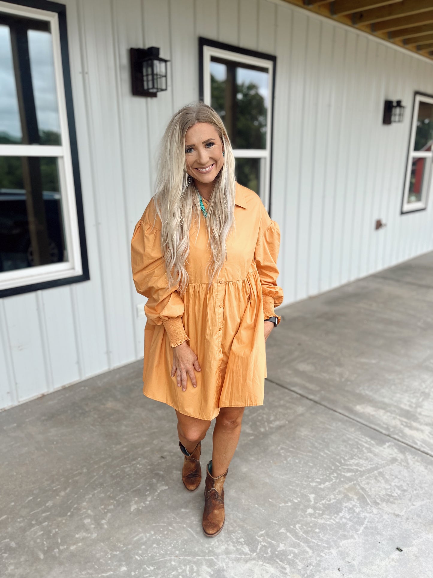 Light French Beige Mini Shirt Dress