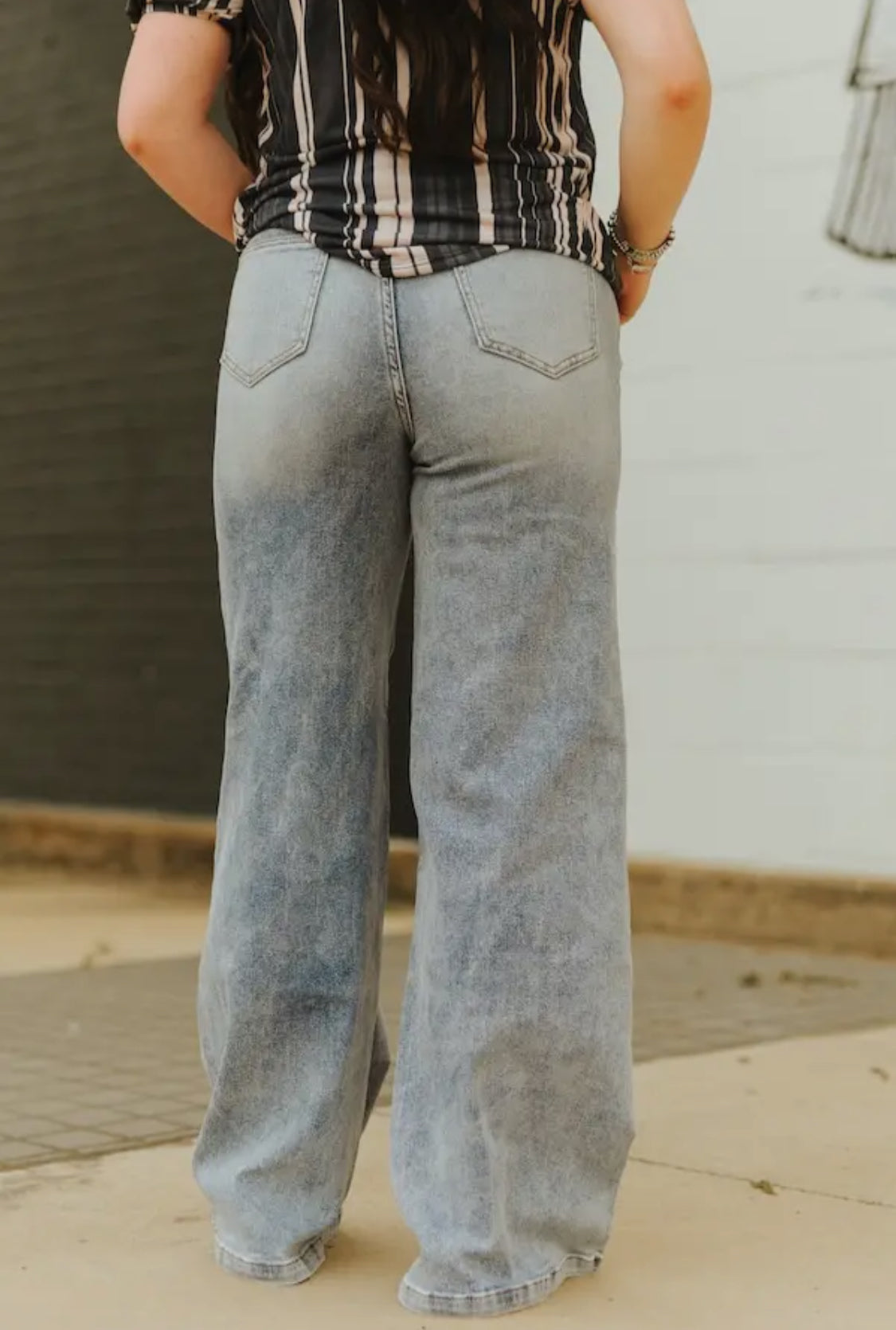 Lucky & Blessed Vintage Stone Wash High Rise Wide Leg Jeans
