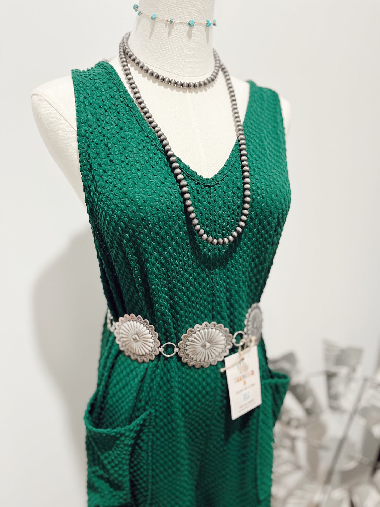 Hunter Green Textured Jumpsuit