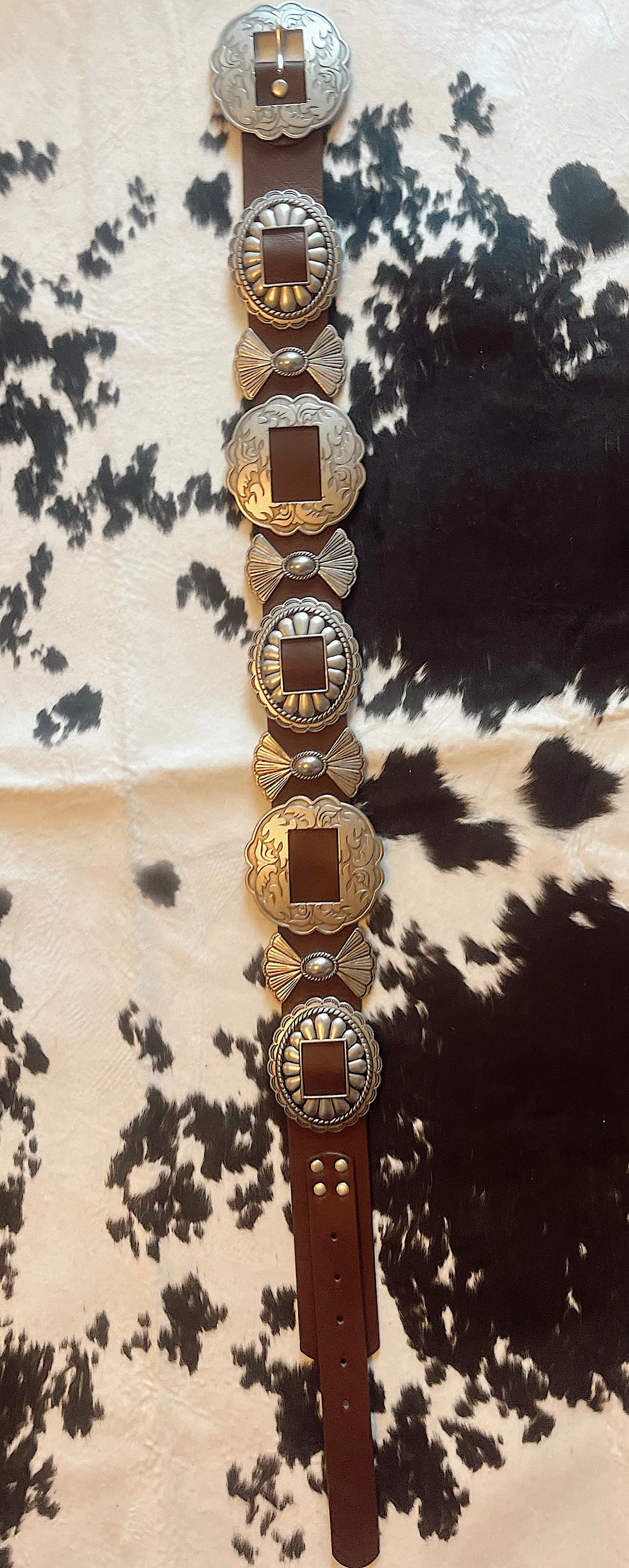 Floral Shaped Silver Concho Western Belt