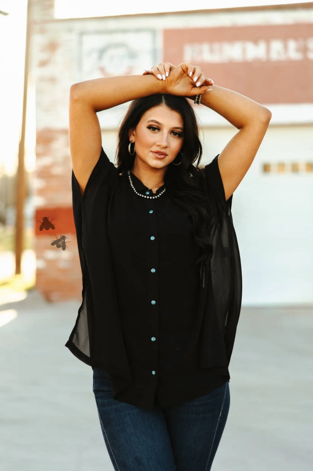 Go With The Flow Top- Black