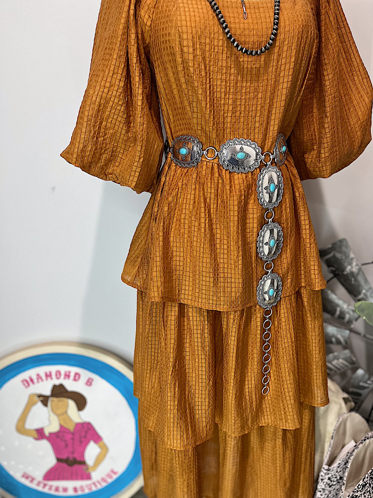 Turquoise & Silver Chain Concho Belt