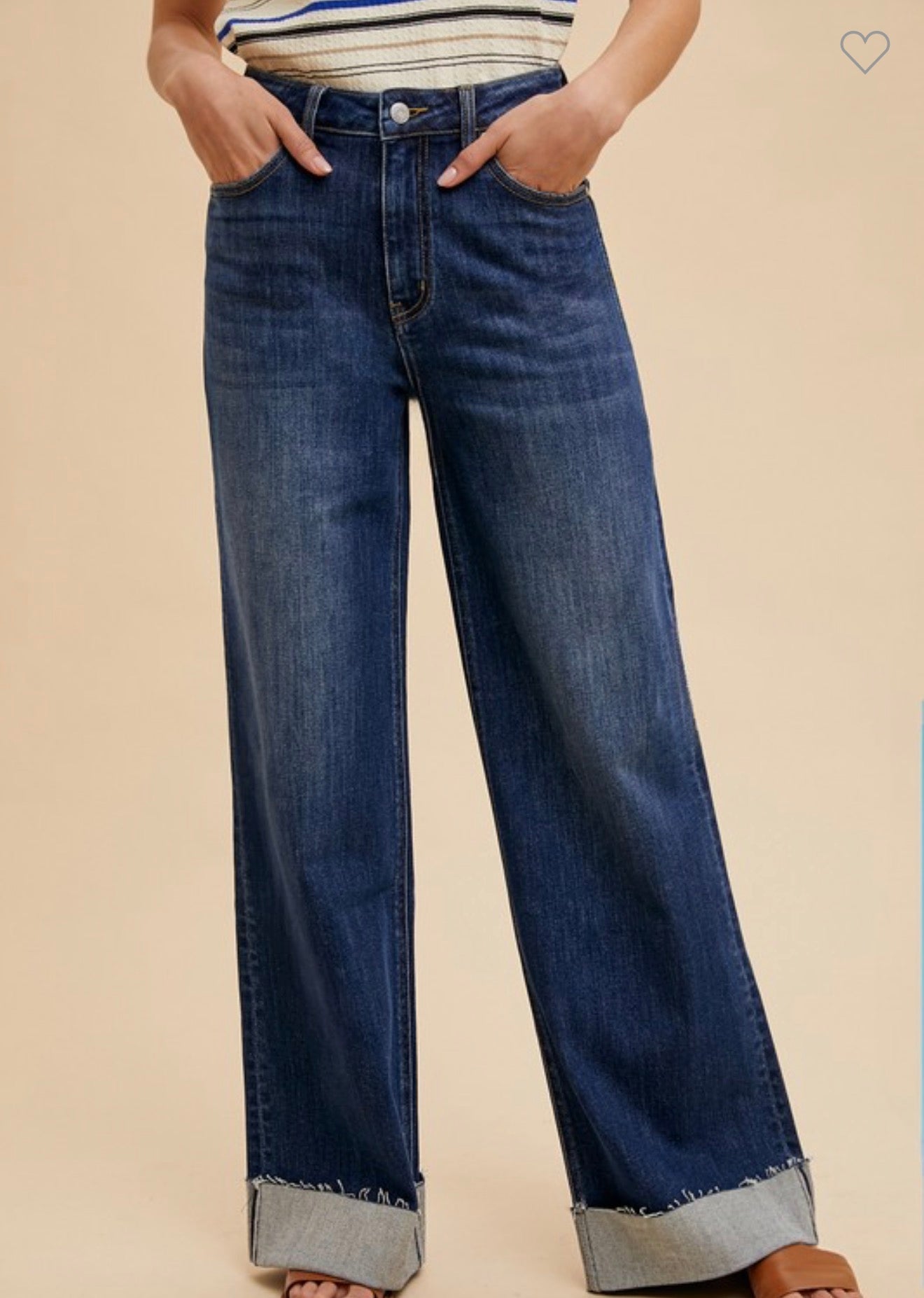 90โs Stretch Cuffed High Rise Straight Jeans
