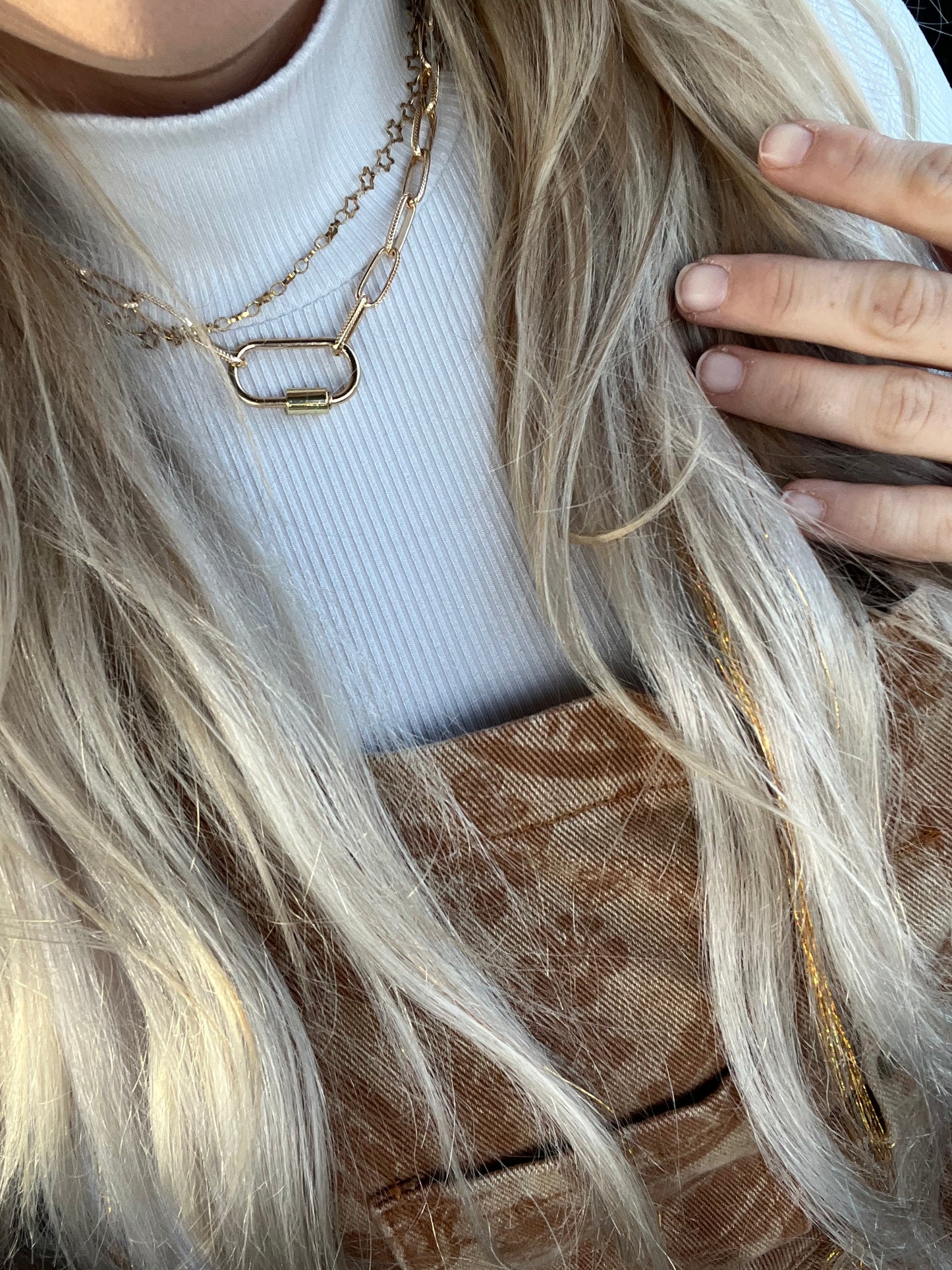 Gold Paperclip Chain with Oval Closure