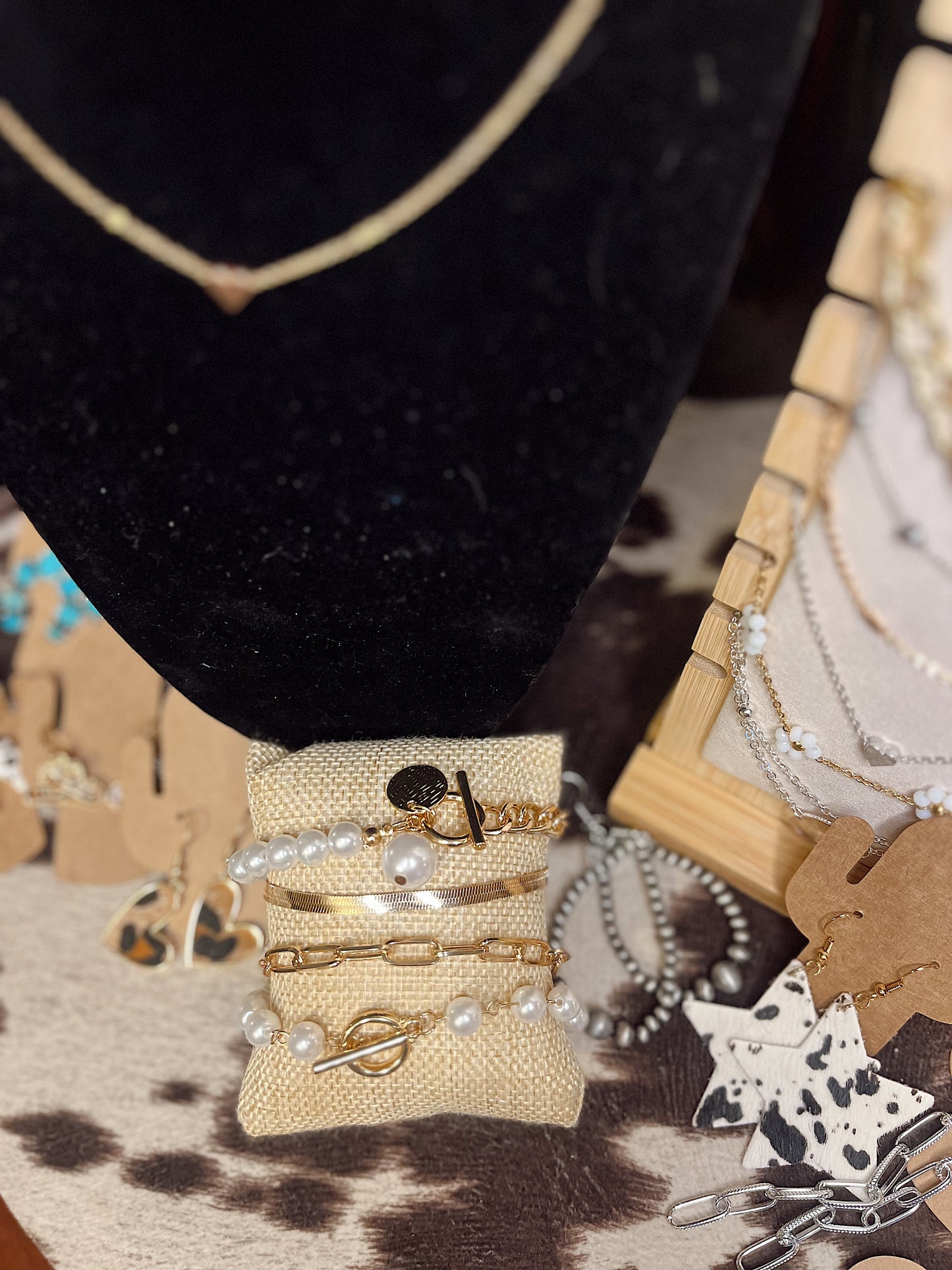 Pearl and Paperclip Stackable Bracelets