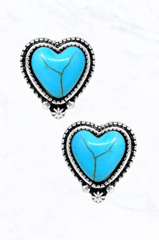 Turquoise Heart Stud Earrings