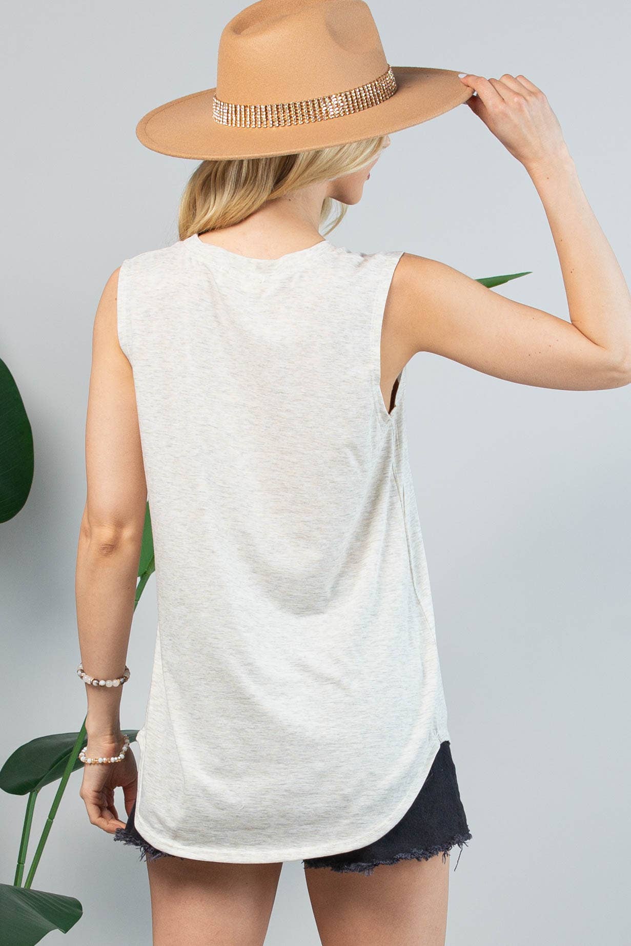 Abigail Vintage Cowgirl Tank- Oatmeal