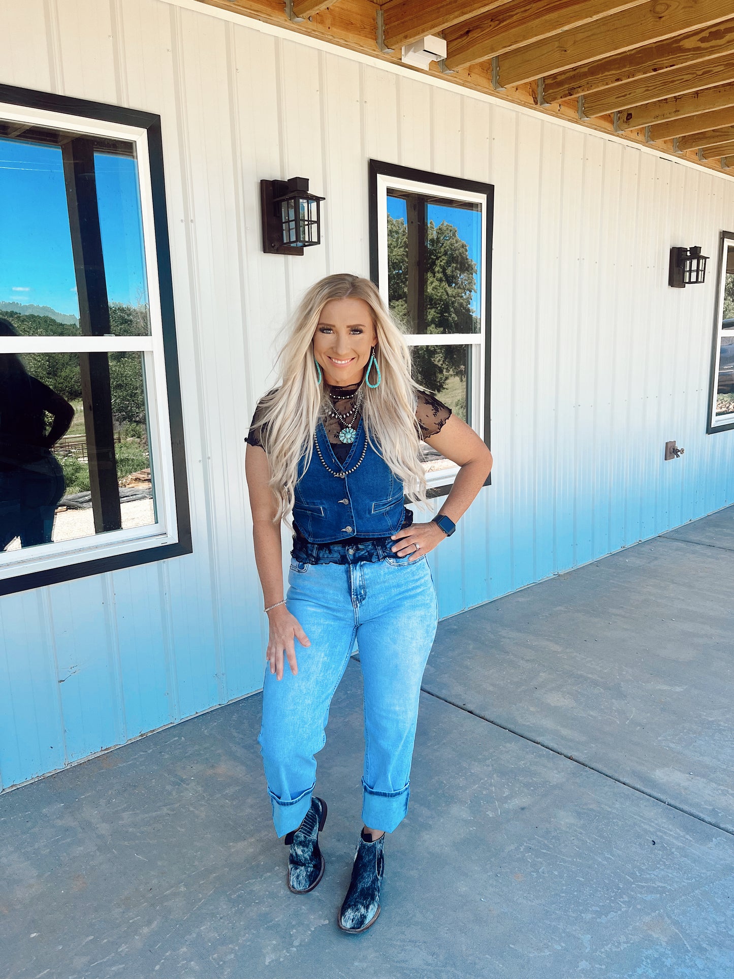 Denim Buttoned Vest Top