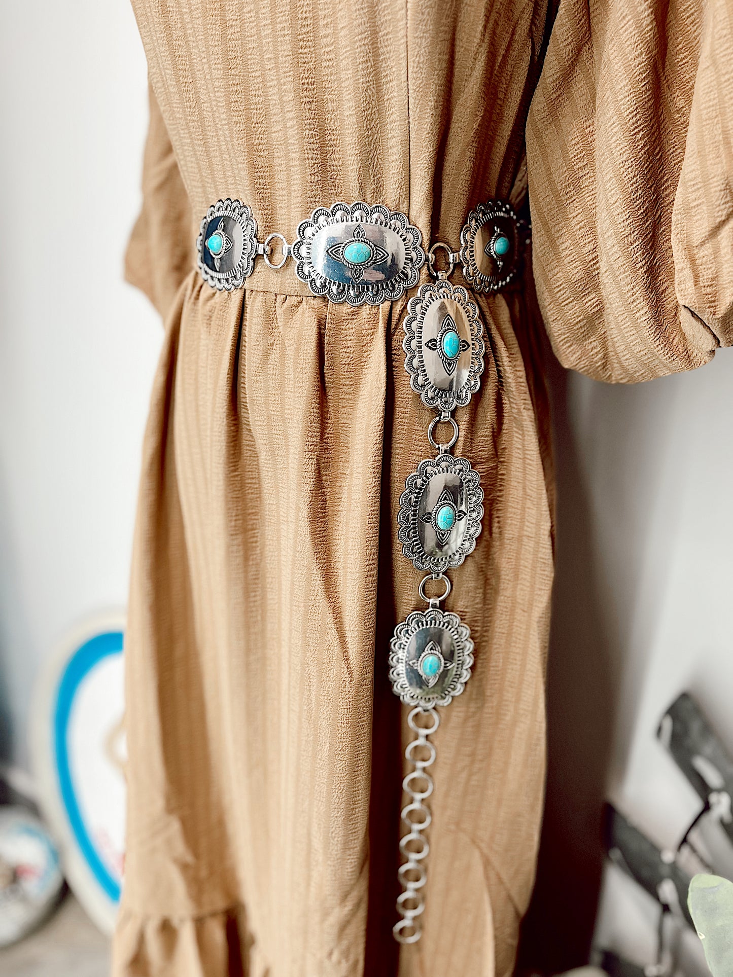 Textured Midi Dress- Taupe