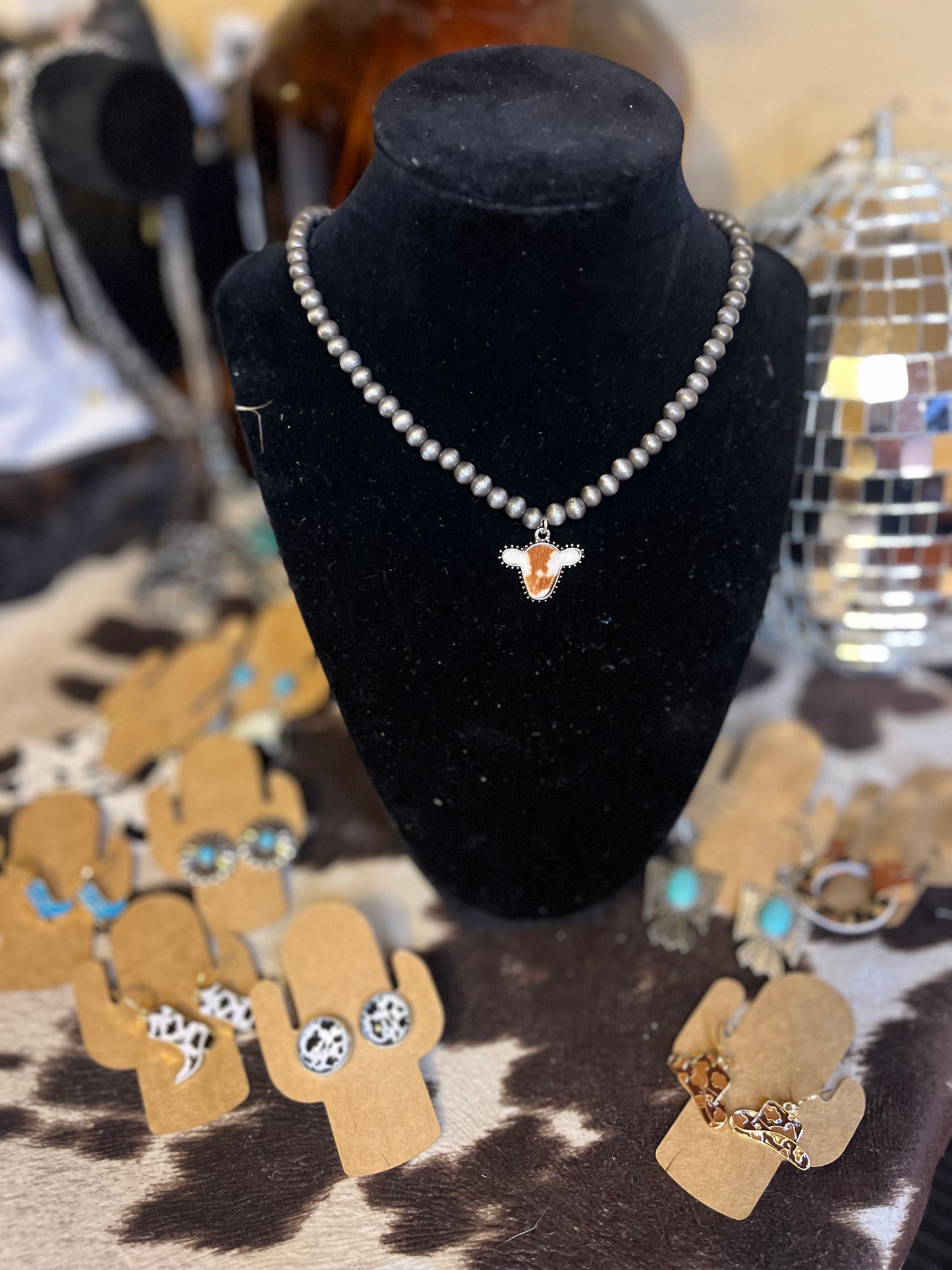 Faux Navajo Chain with Cow Head Pendant