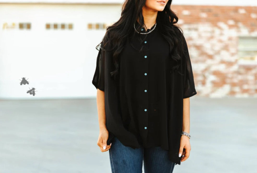 Go With The Flow Top- Black
