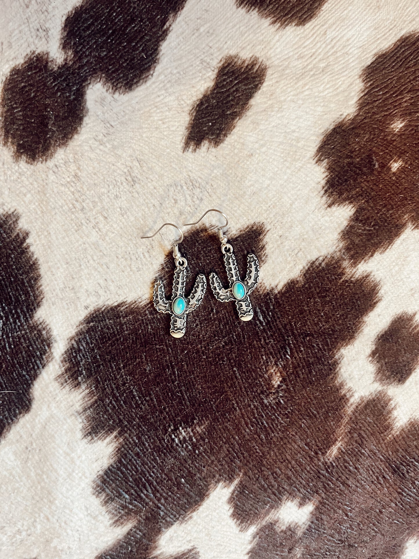 Cactus earrings with turquoise