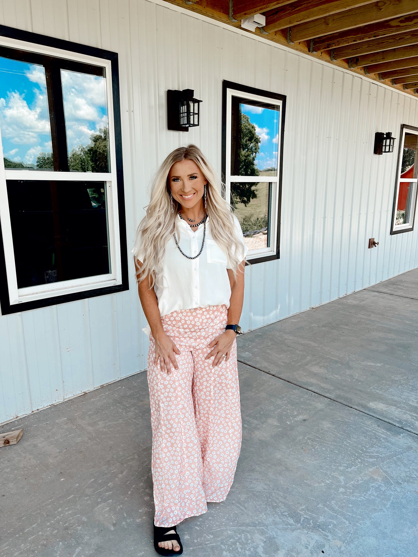 Floral High Waisted Flare Pants