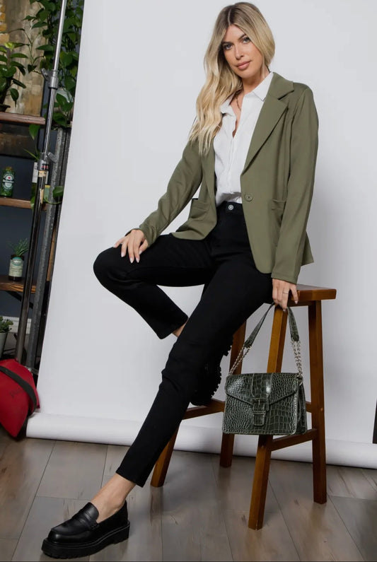 Pocket Blazer- Olive Green