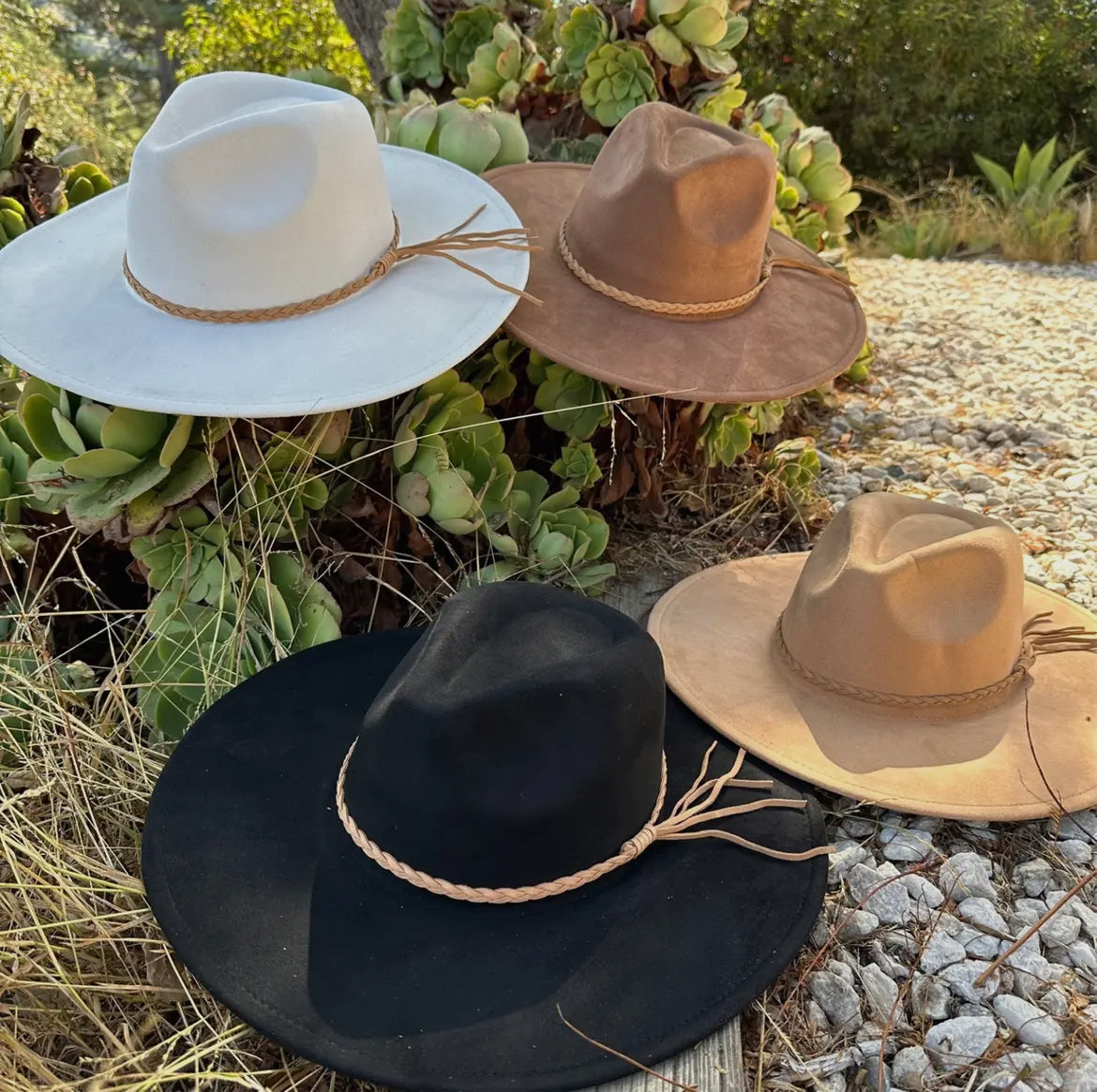 Classic Wide Brim Suede Hat- Brown