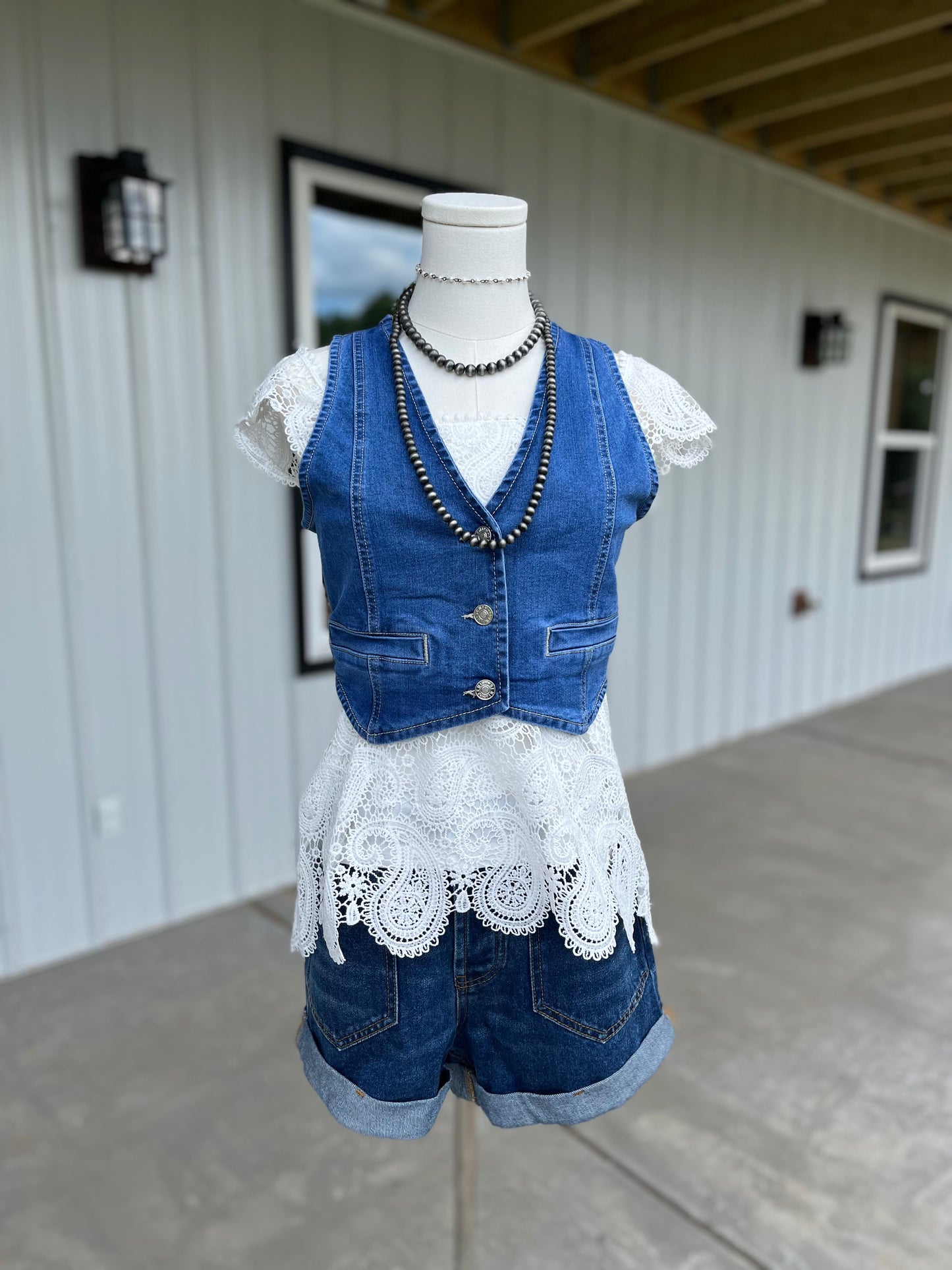 Denim Buttoned Vest Top