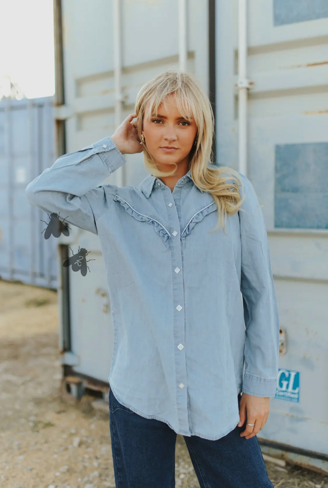 Rowdy Ruffles Long-Sleeved Diamond Pearl Snap