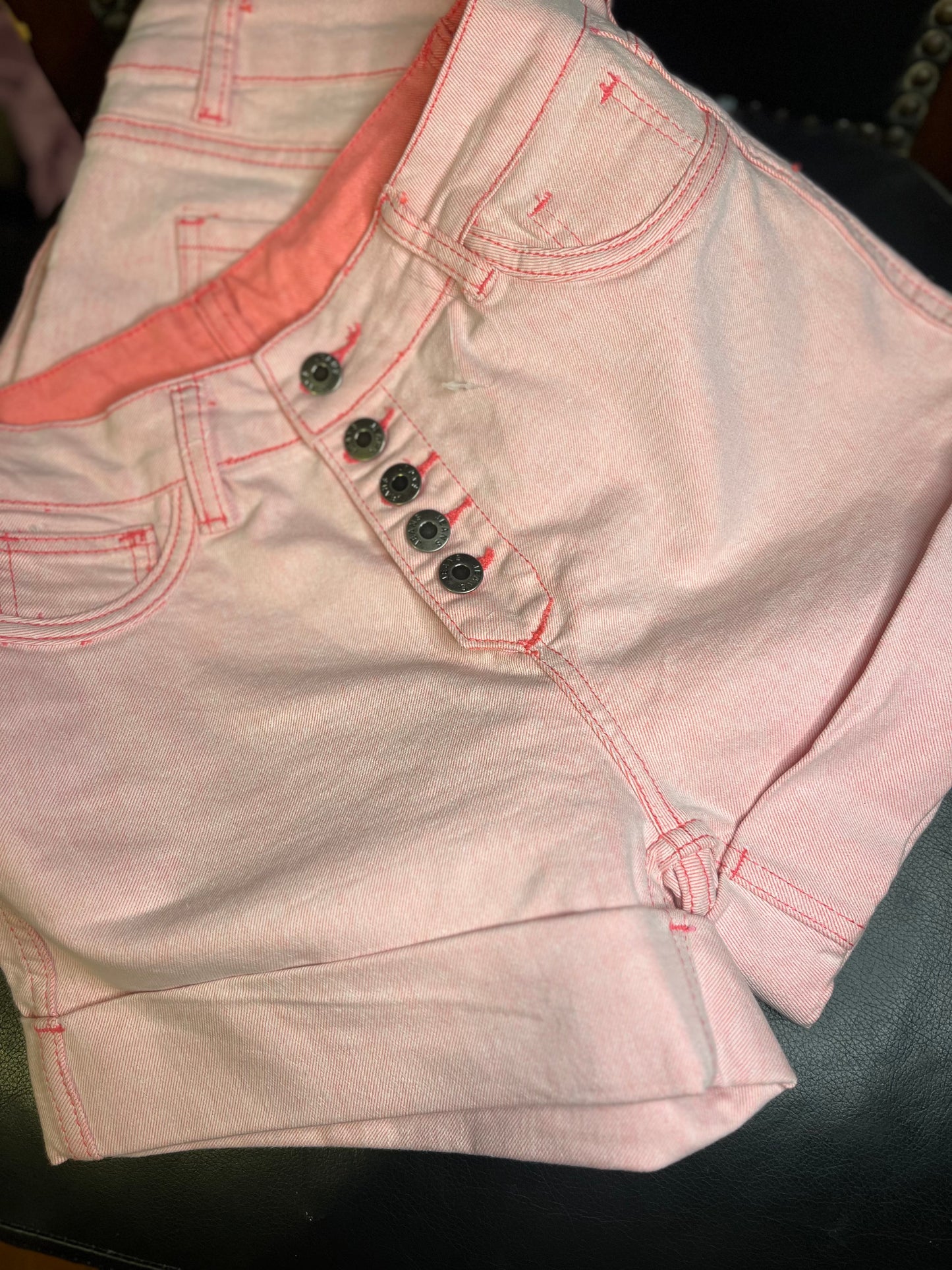 Baby Pink Denim High Waisted Shorts