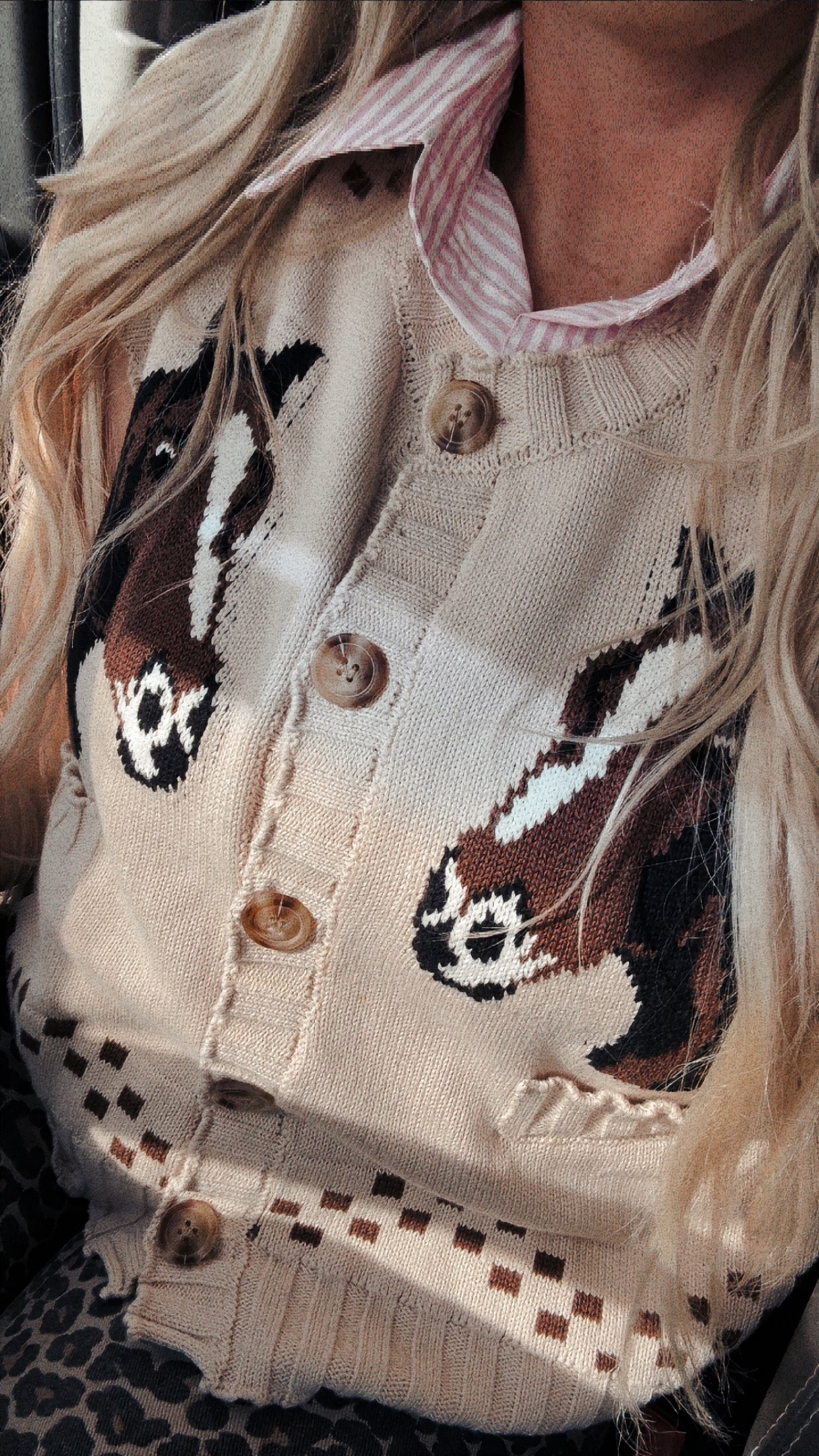 Horse & Horseshoe Knit Vest Cardigan