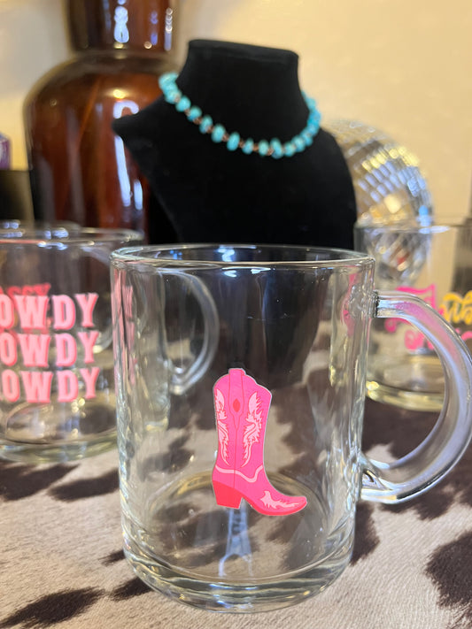 Pink Cowgirl Boot Coffee Cup