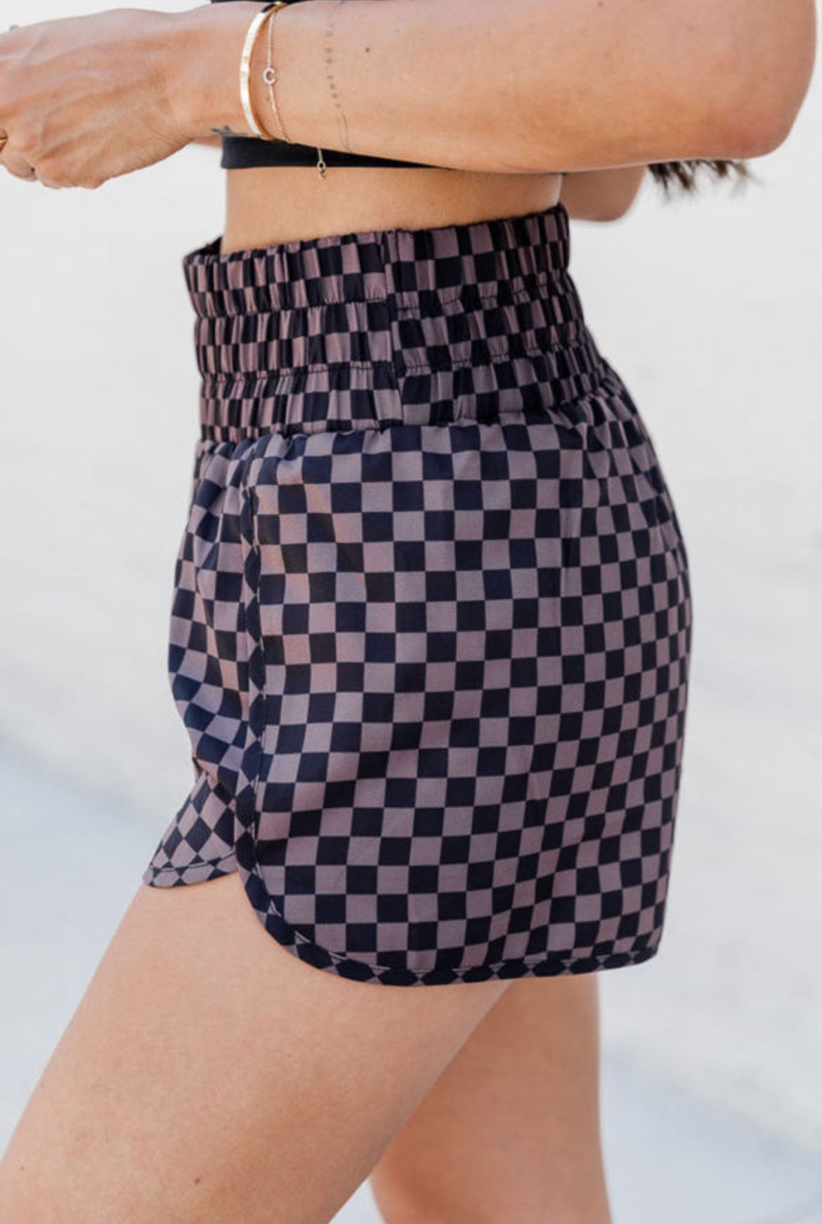 Black & Brown Checkered Athletic Shorts