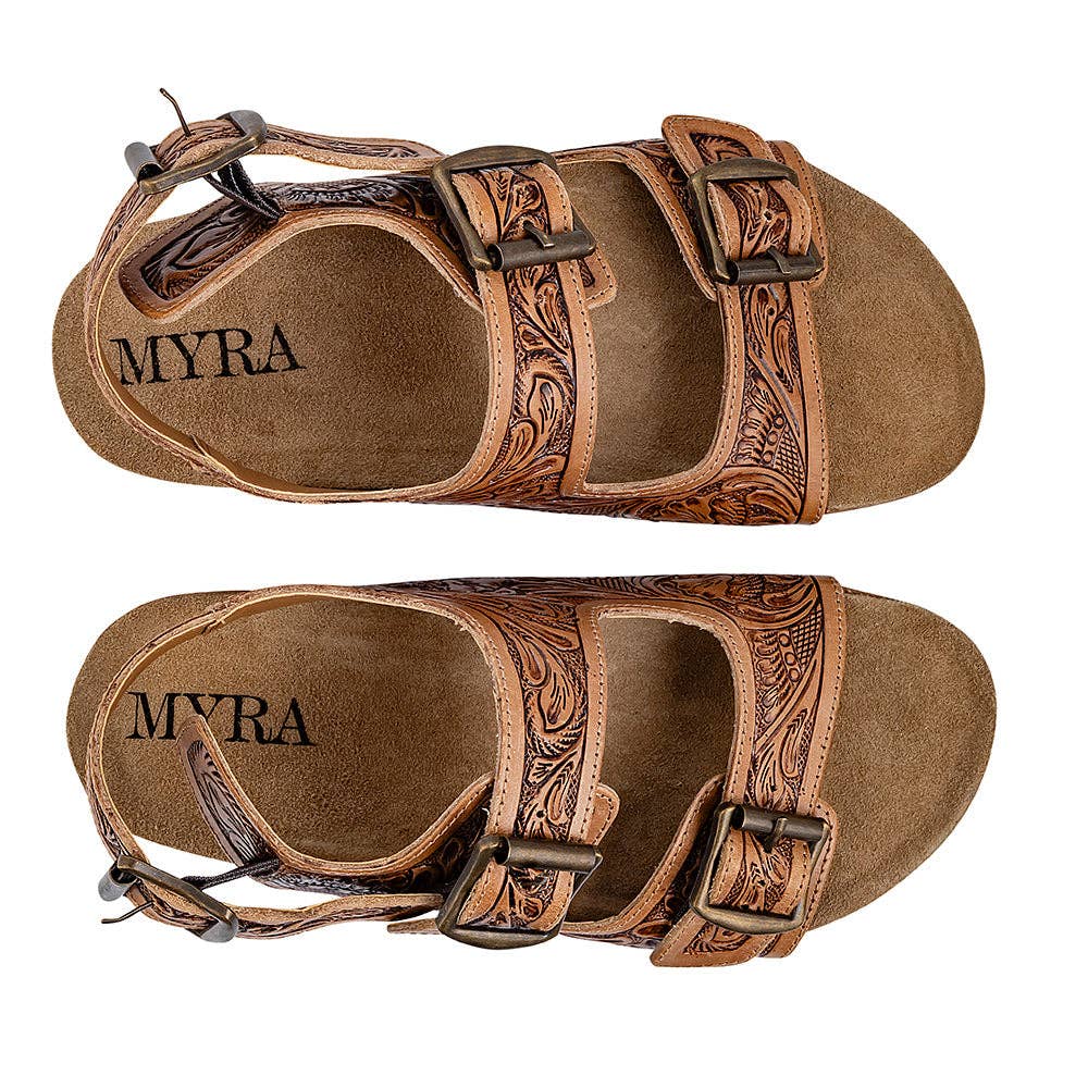 Dixon Trails Hand-Tooled Sandals by Myra
