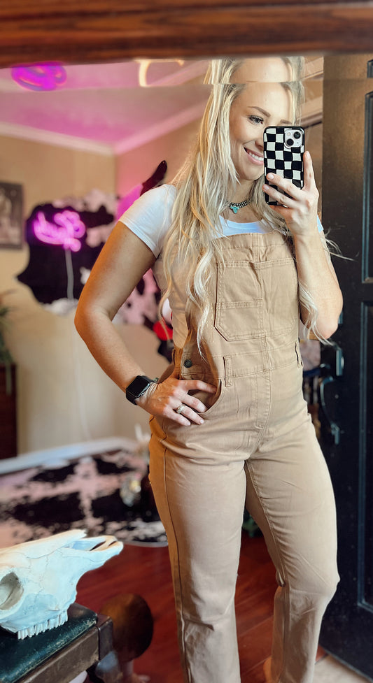 Khaki Denim Overalls