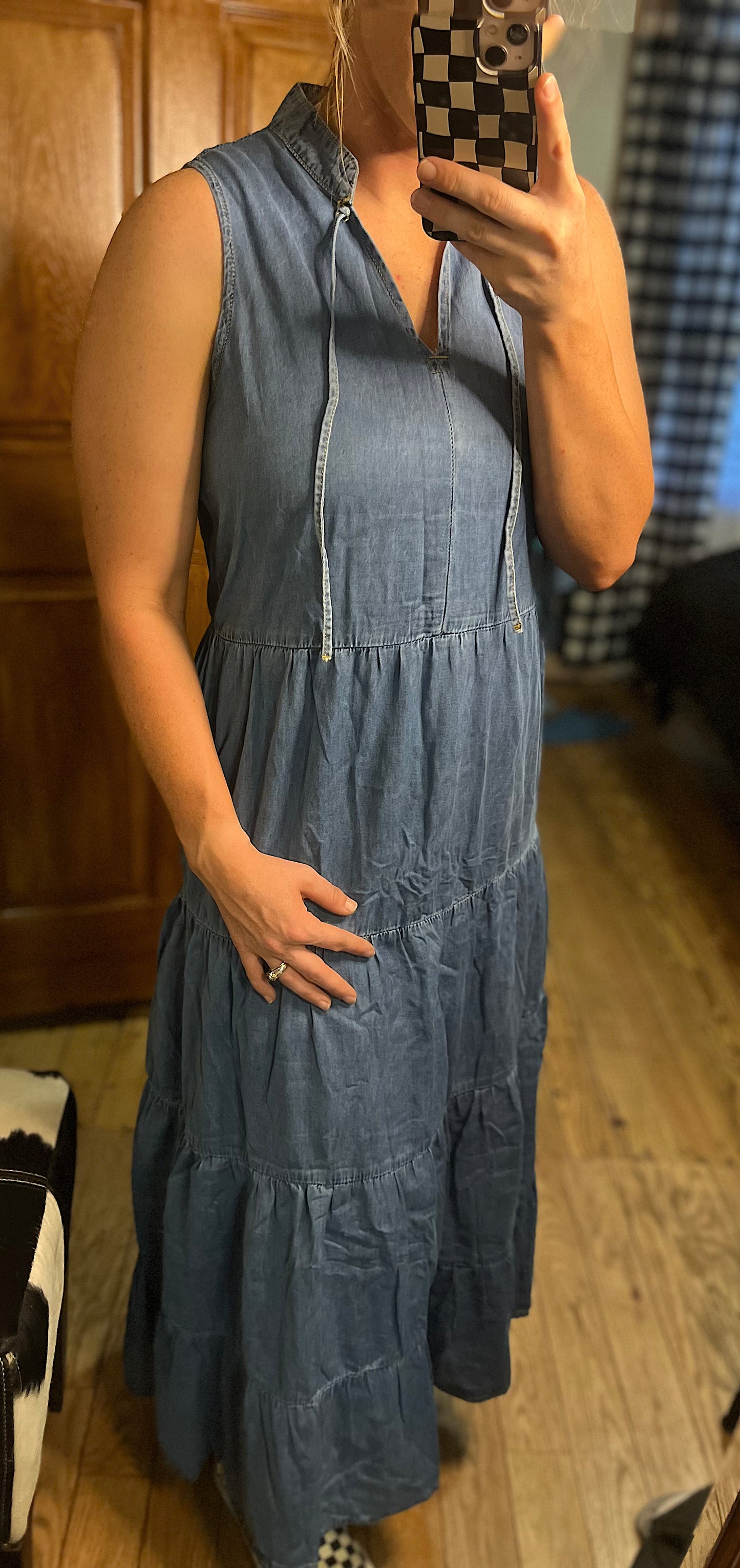 Blue Sleeveless Tiered Maxi Dress