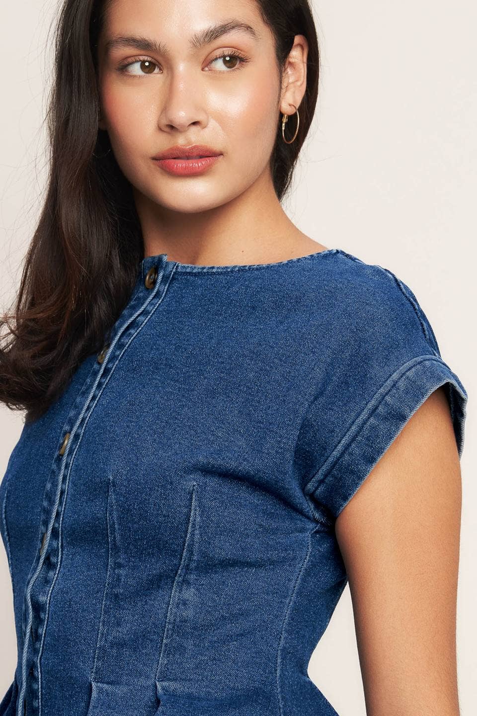 A Washed Denim Top— Medium Indigo