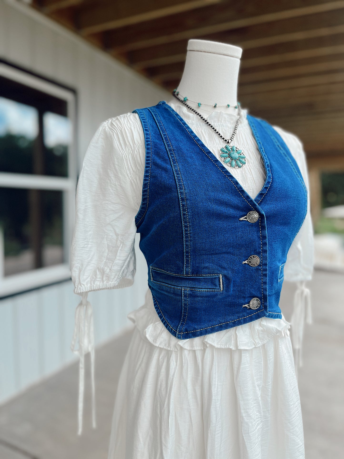 Denim Buttoned Vest Top