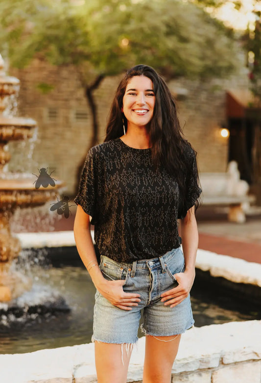 Midnight Mesa Mom Cuff Tee