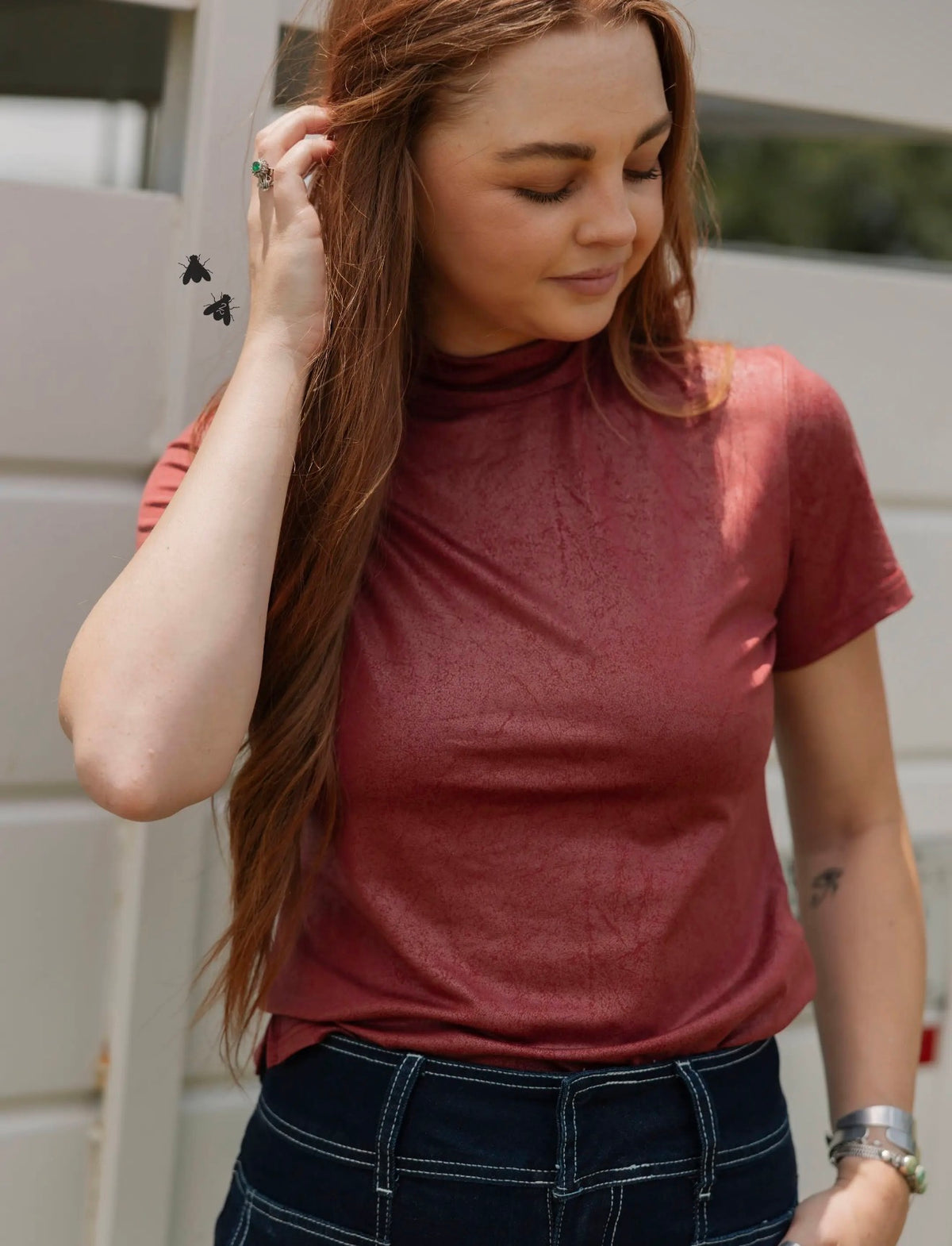 Leather Feelz Top— Burgundy