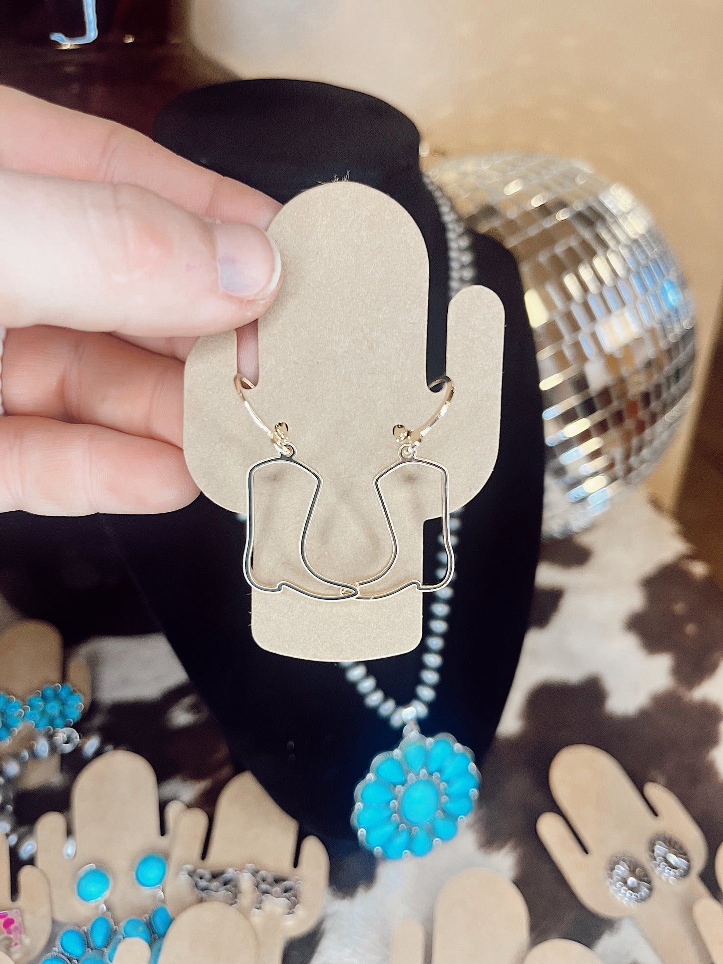 Gold Cowgirl Boot Hoop Earrings