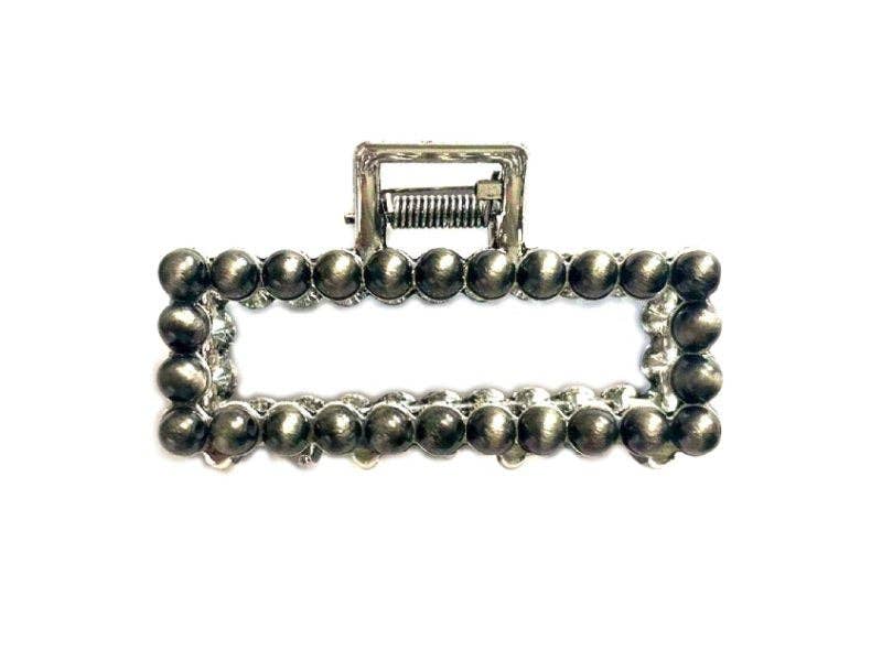 Western Mini Navajo Pearl Hair Claw: Silver